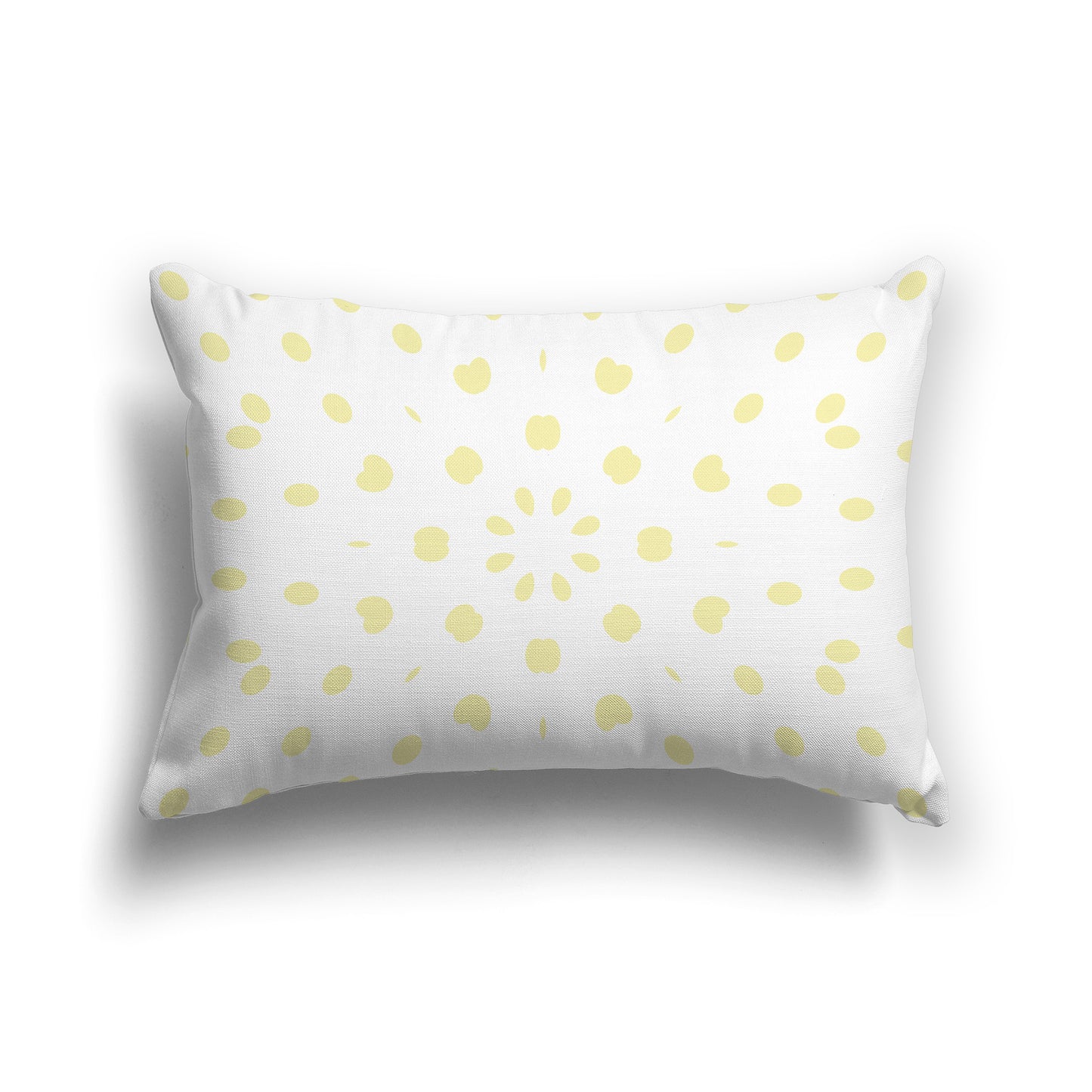 Lumbar Throw Pillow with Yellow and White Radiating Oval Burst Pattern