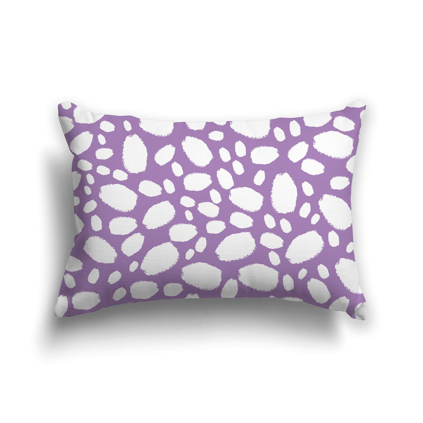 20x14 inch Lumbar Throw Pillow with Purple and White Paint Dab Pattern