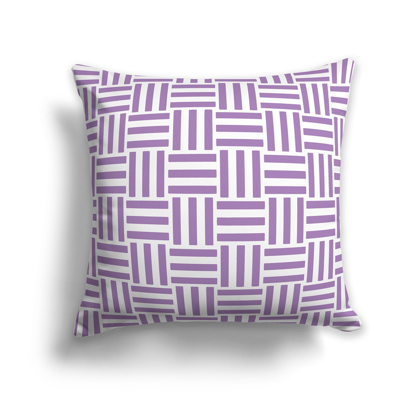 16 inch Throw Pillow with Purple and White Basket Weave Pattern