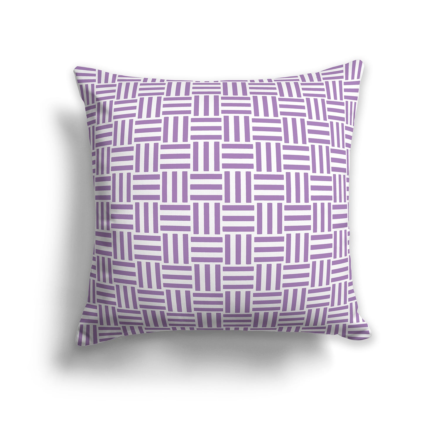 26 inch Throw Pillow with Purple and White Basket Weave Pattern