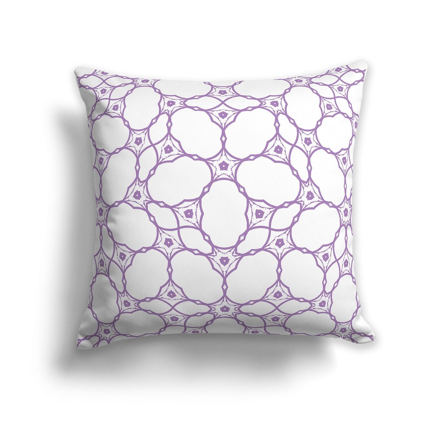 16 inch Throw Pillow with Purple and White Web Lace Pattern