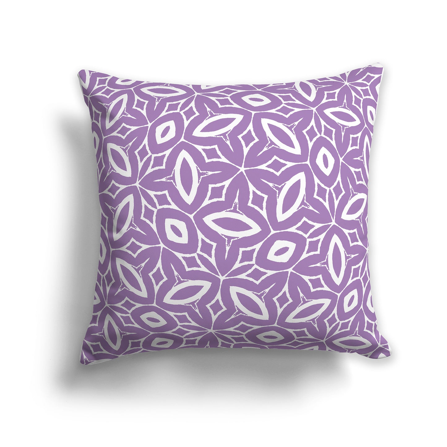 14 inch Throw Pillow with Purple and White Geometric Repeat Pattern