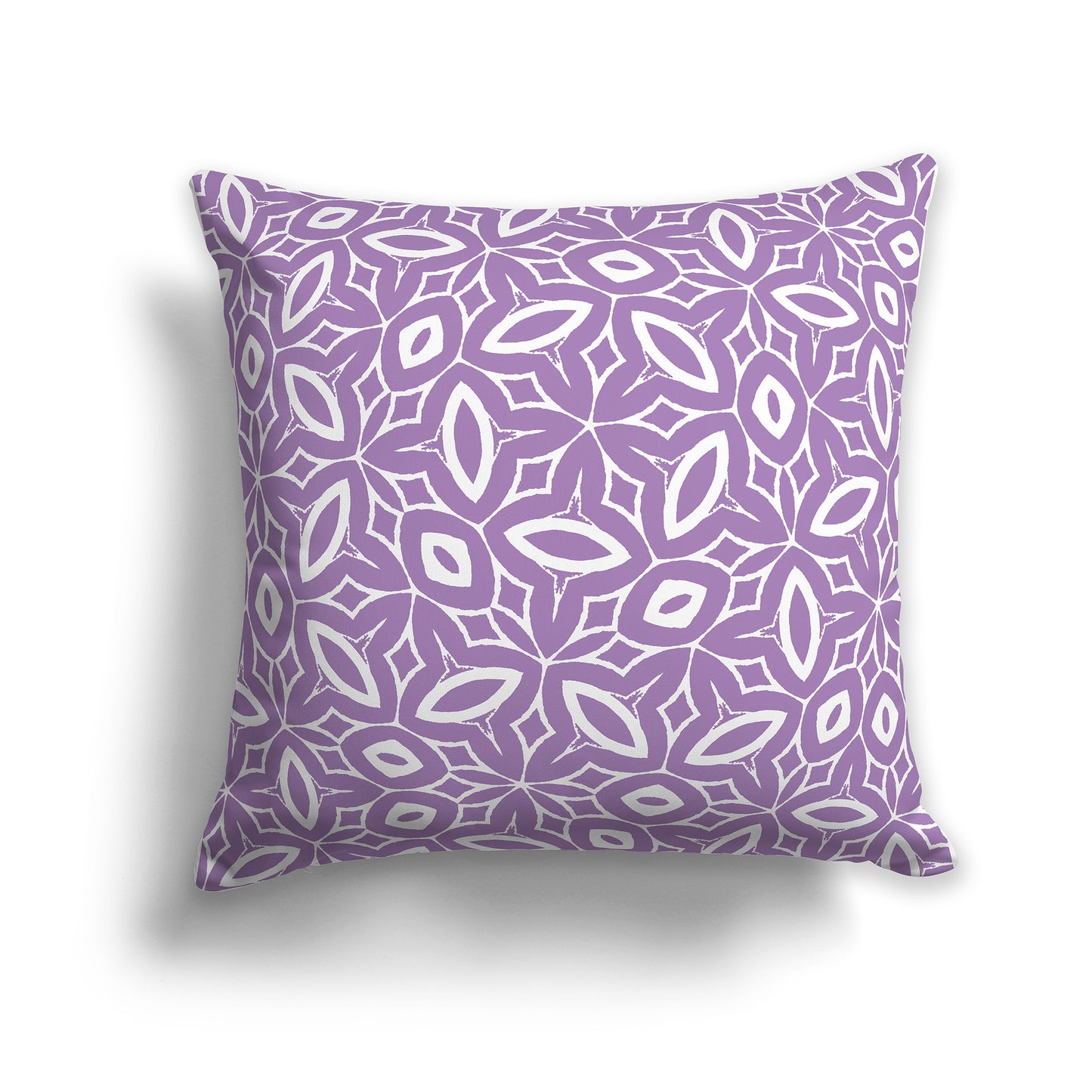 16 inch Throw Pillow with Purple and White Geometric Repeat Pattern