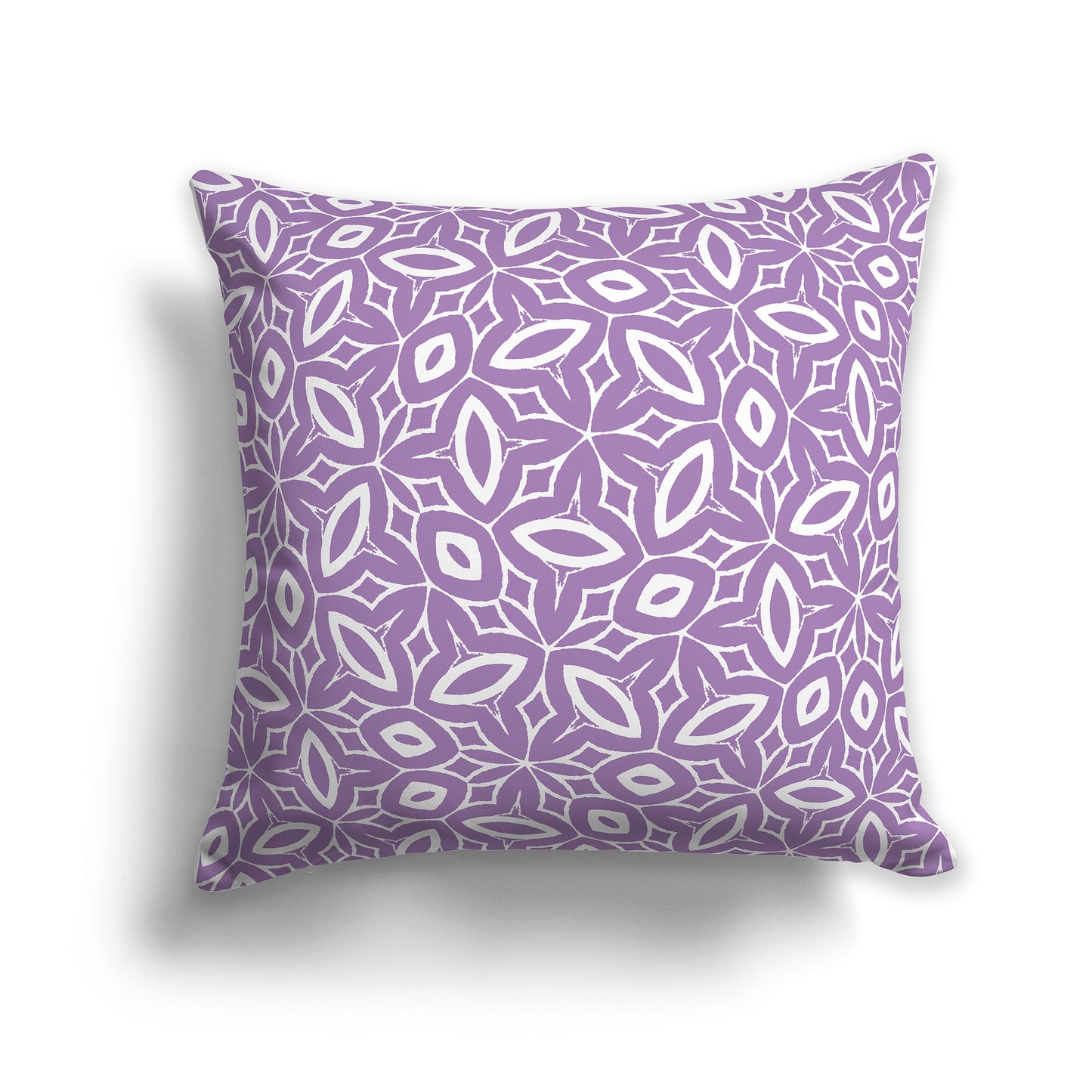 18 inch Throw Pillow with Purple and White Geometric Repeat Pattern