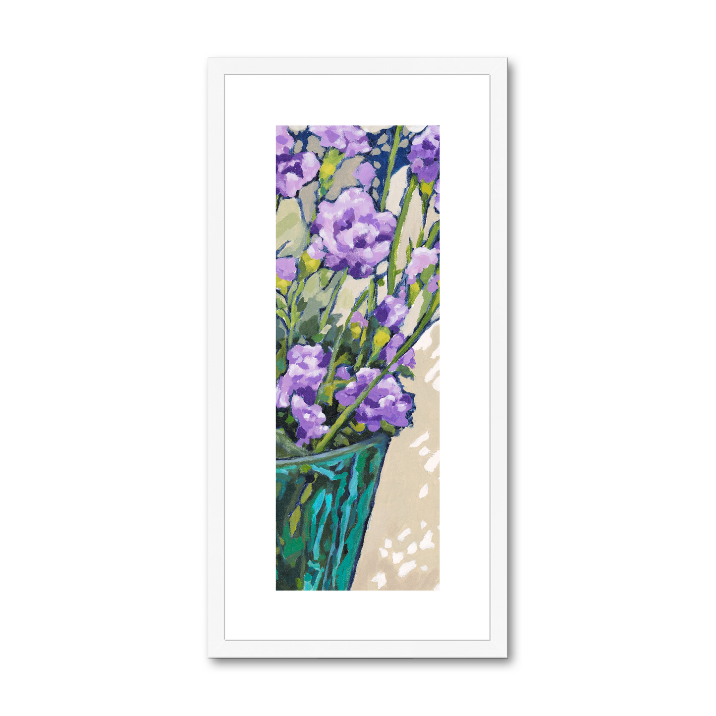 Framed Fine Art Print, White Mat - 16x32 inches | Mauve Carnations, FPT-1070-001