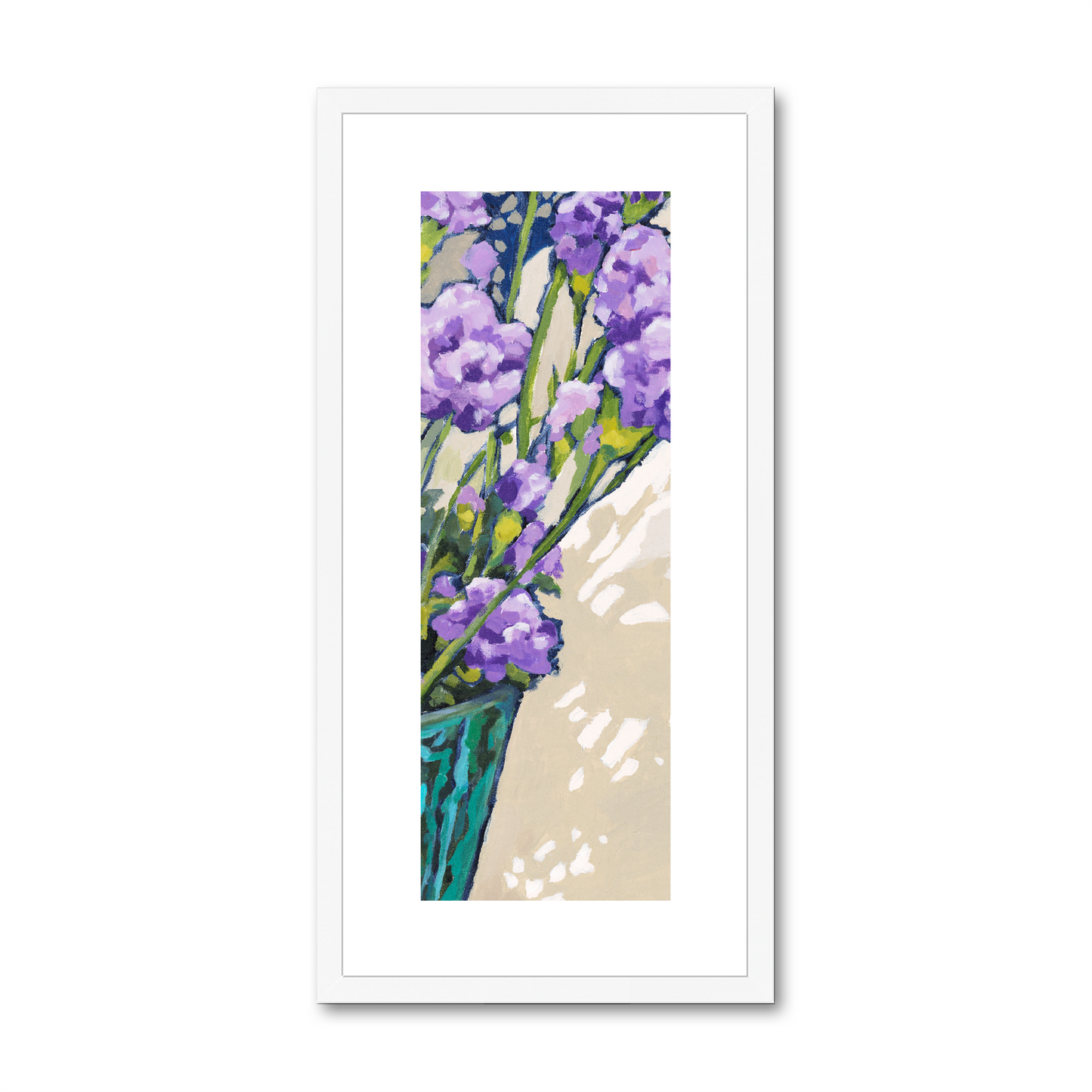 Framed Fine Art Print, White Mat - 16x32 inches | Mauve Carnations, FPT-1070-002