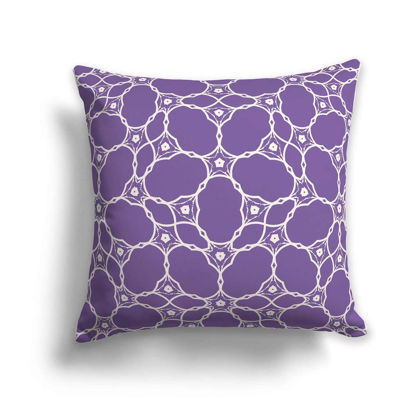 16 inch Throw Pillow with Purple and Beige Web Lace Pattern
