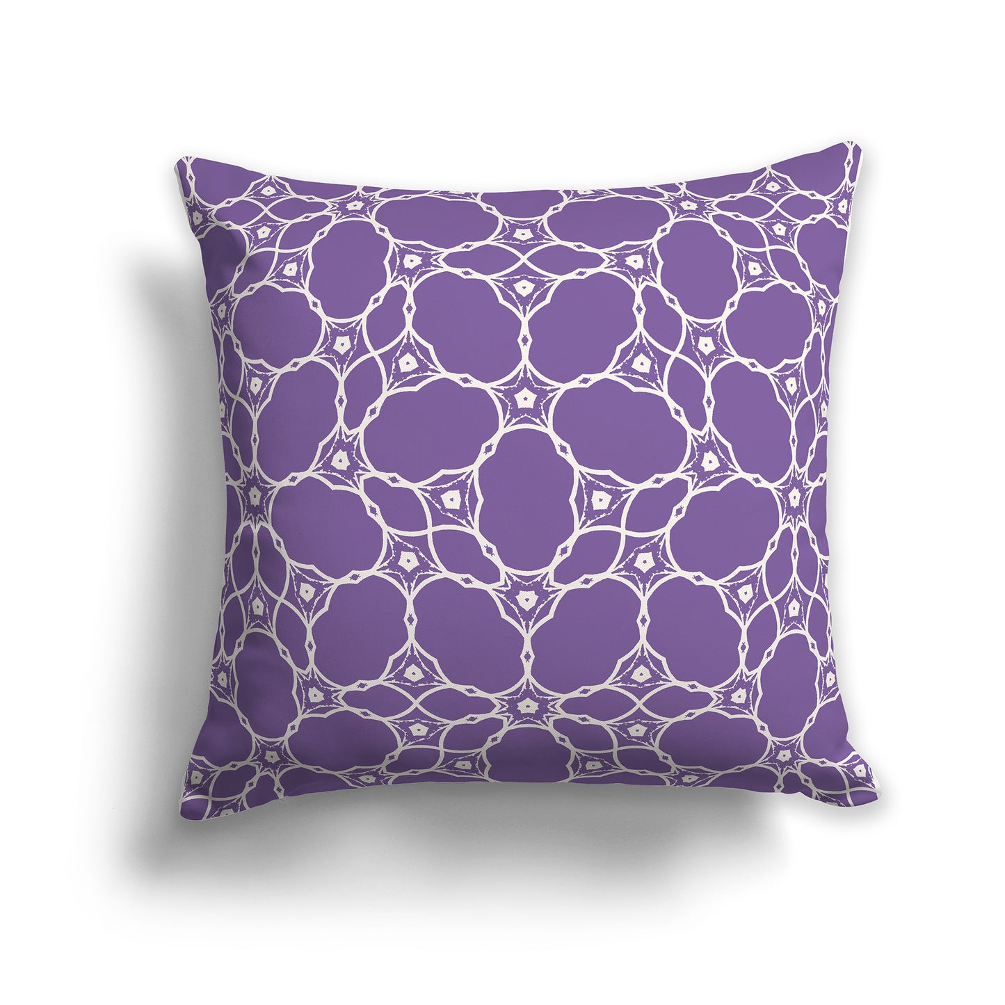 18 inch Throw Pillow with Purple and Beige Web Lace Pattern