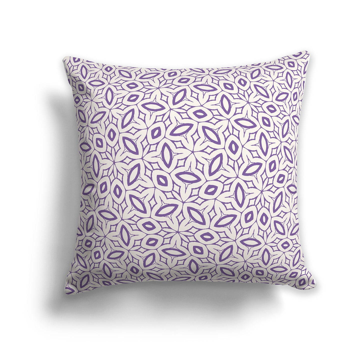 26 inch Throw Pillow with Purple and Beige Geometric Repeat Pattern