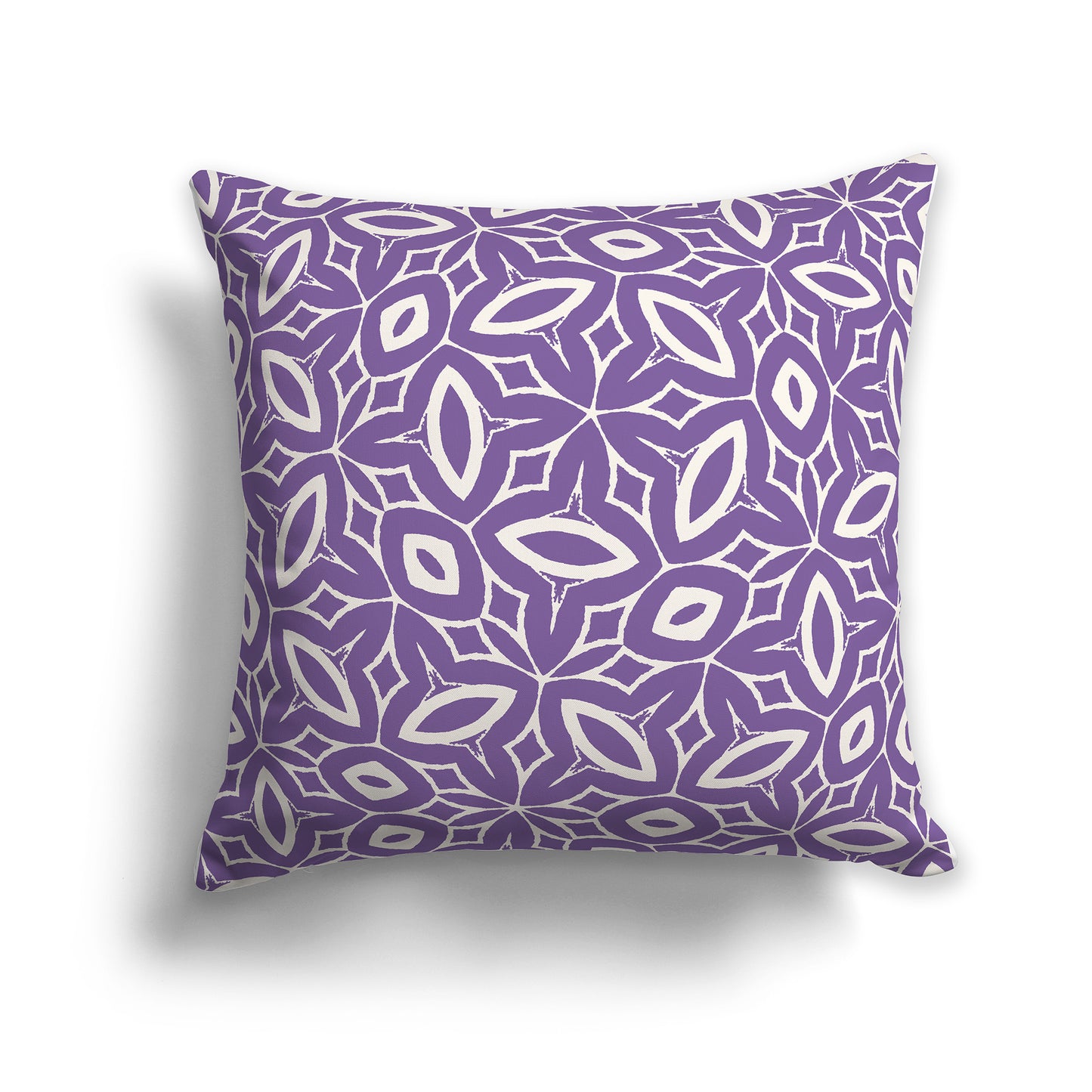 14 inch Throw Pillow with Purple and Beige Geometric Repeat Pattern