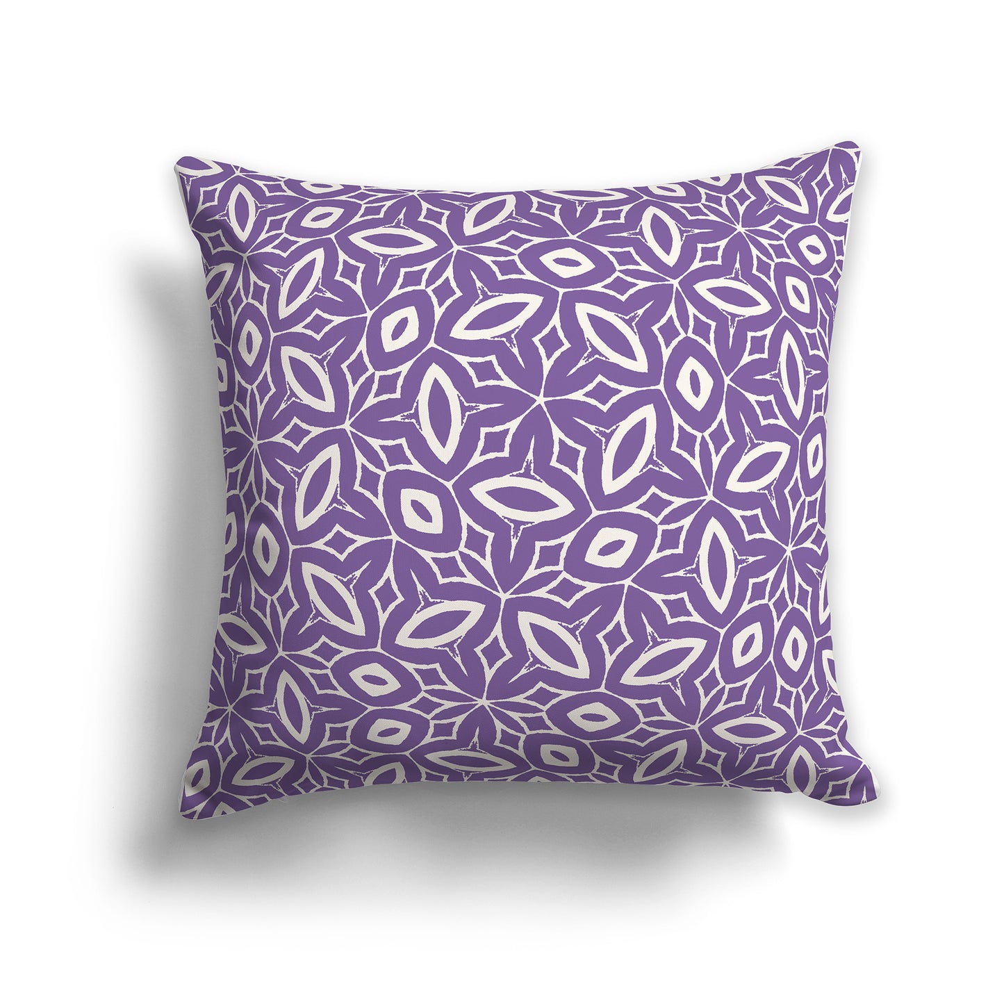 18 inch Throw Pillow with Purple and Beige Geometric Repeat Pattern