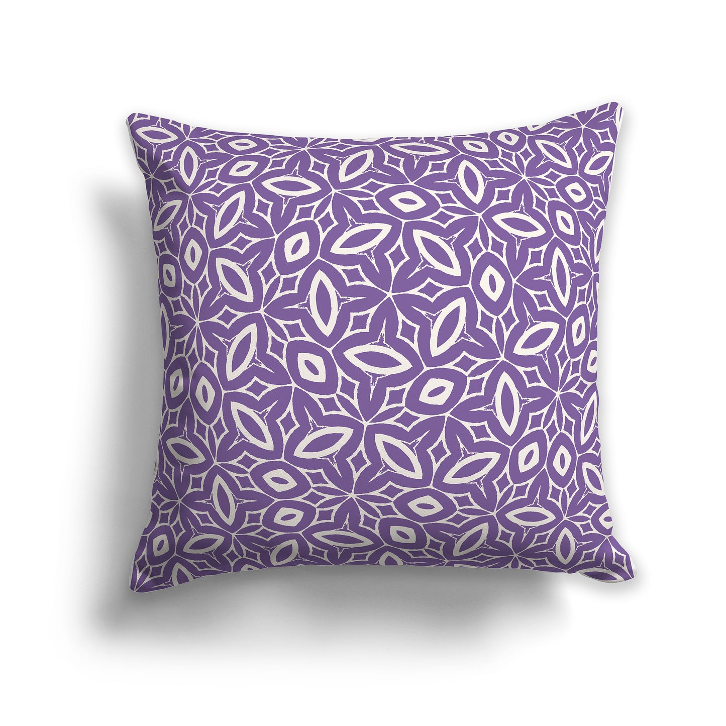 20 inch Throw Pillow with Purple and Beige Geometric Repeat Pattern