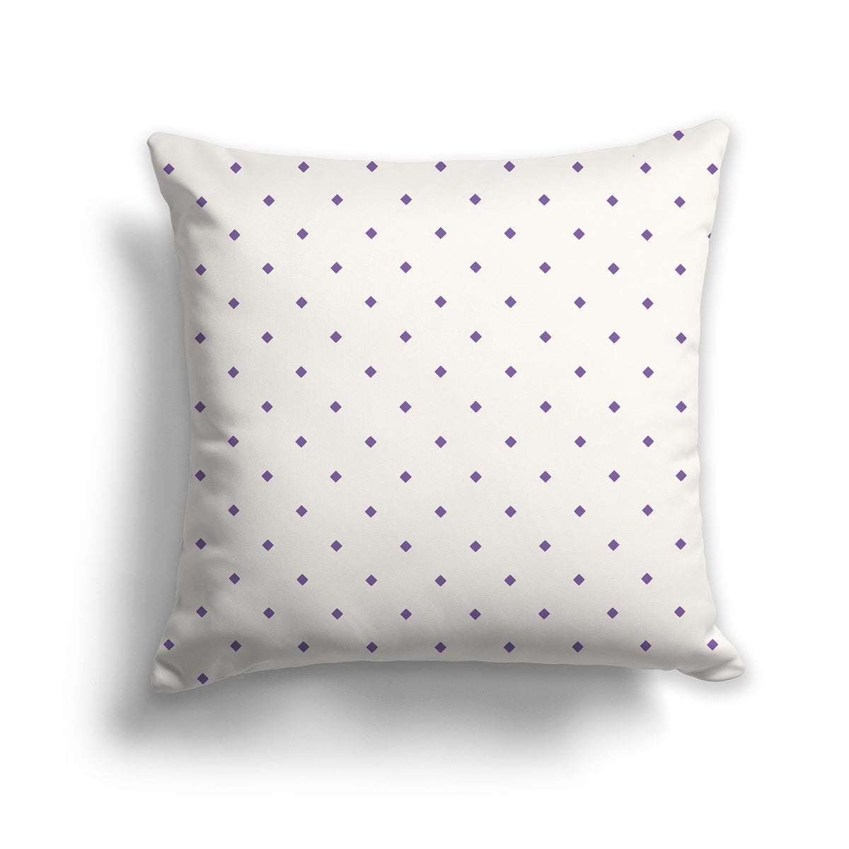 Beige Throw Pillow with Purple Diamond Pattern on Front | Faux Suede | 26 x 26 inches