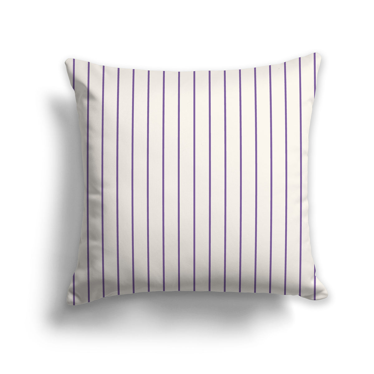 Beige Throw Pillow with Fine Purple Vertical Stripes on Front | Faux Suede | 26 x 26 inches