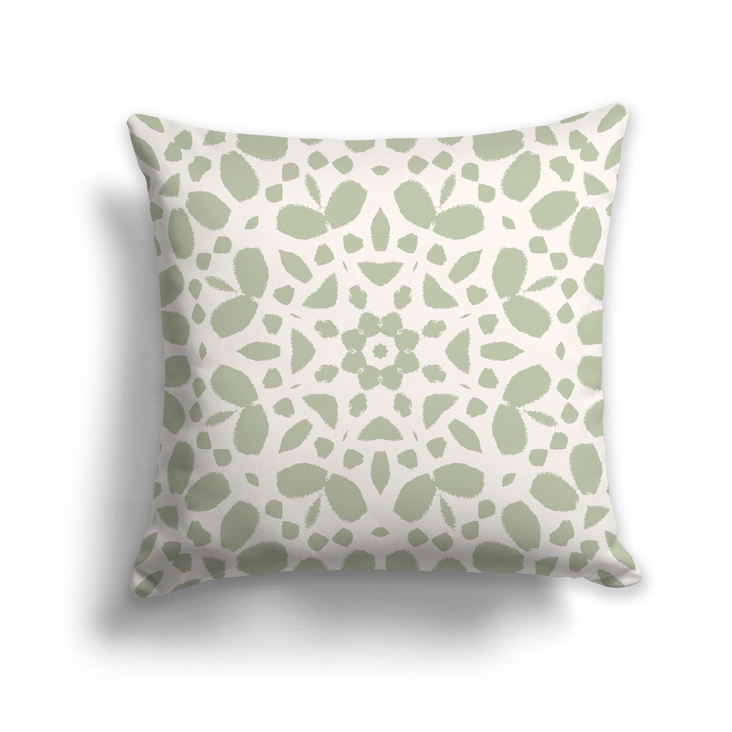 Square Throw Pillow with Green and Beige Large Circular Pattern