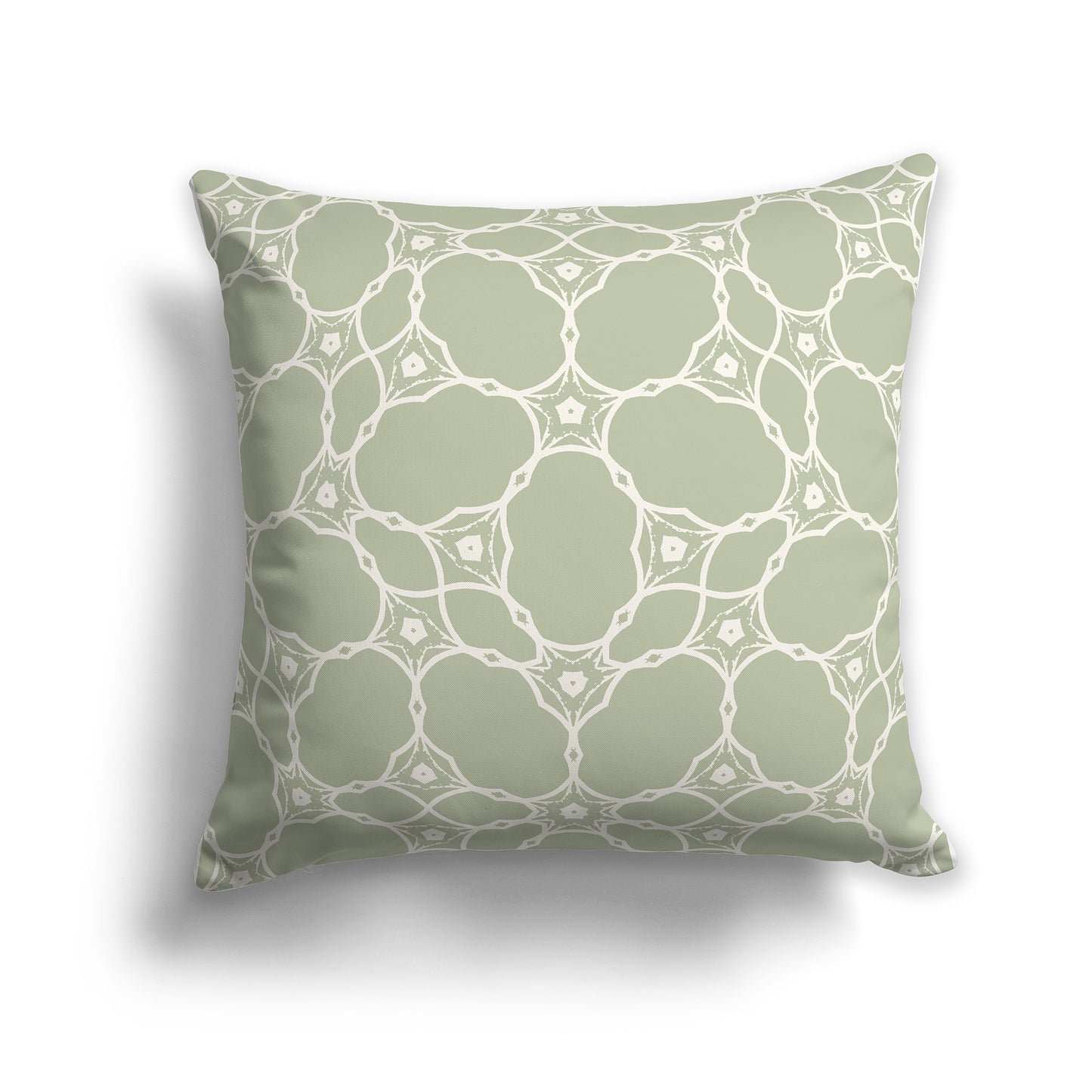 14 inch Throw Pillow with Green and Beige Web Lace Pattern