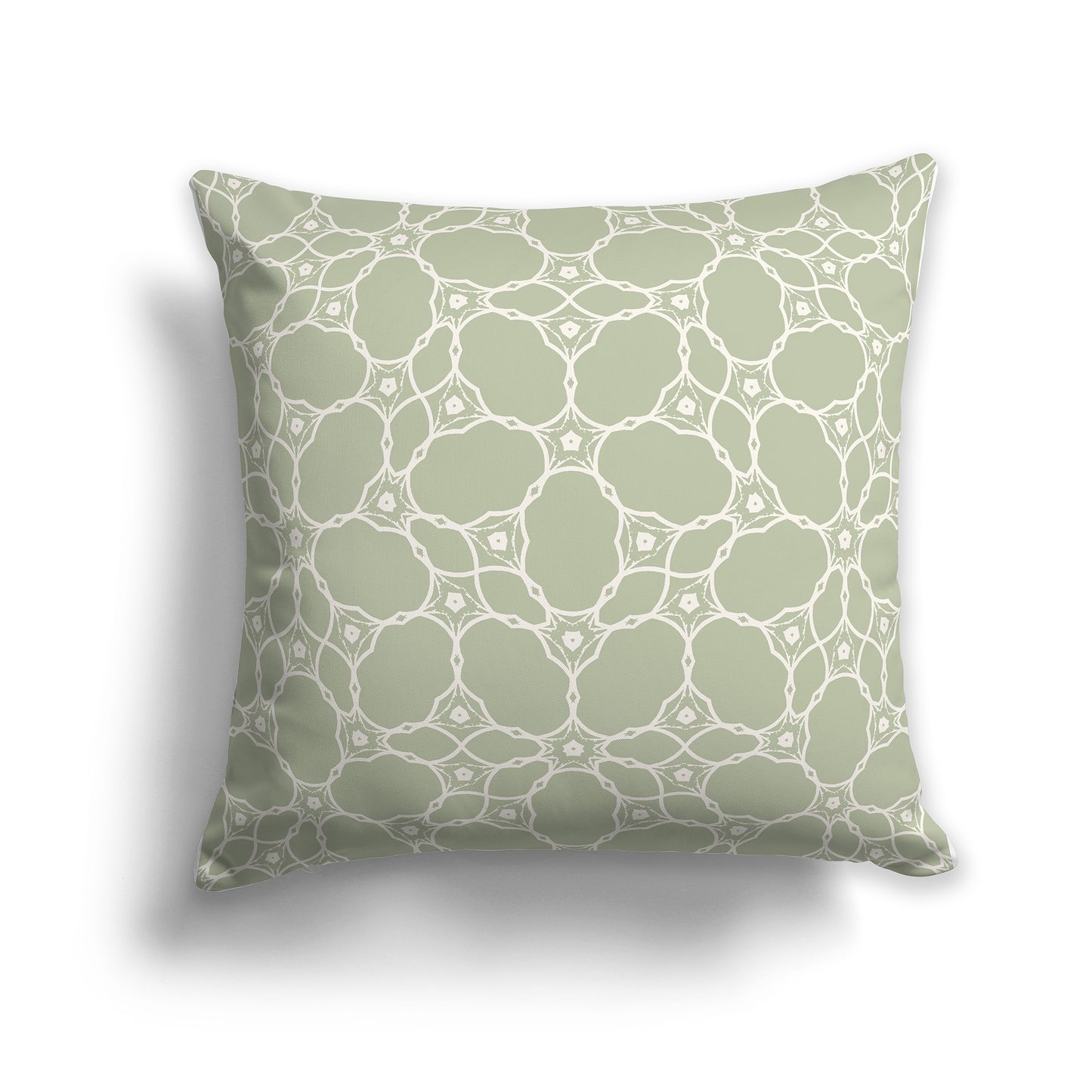 20 inch Throw Pillow with Green and Beige Web Lace Pattern