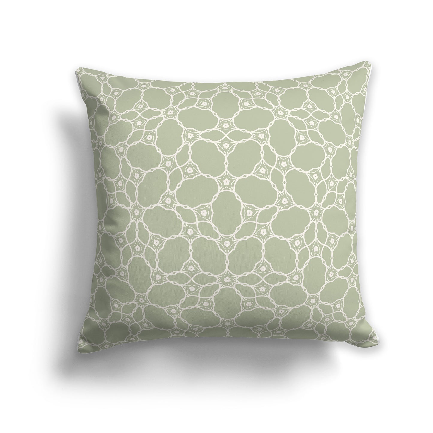 26 inch Throw Pillow with Green and Beige Web Lace Pattern