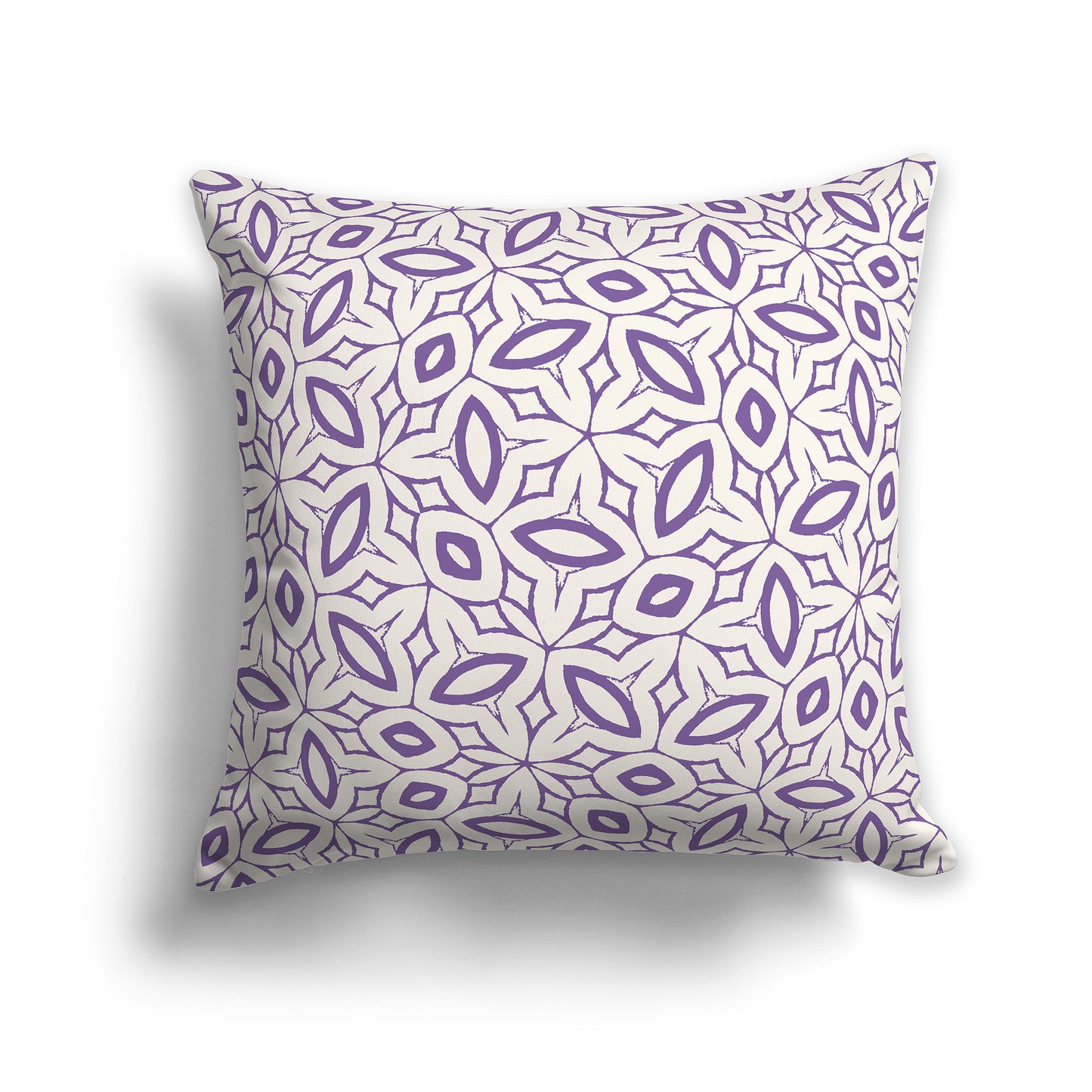 18 inch Throw Pillow with Purple and Beige Geometric Repeat Pattern