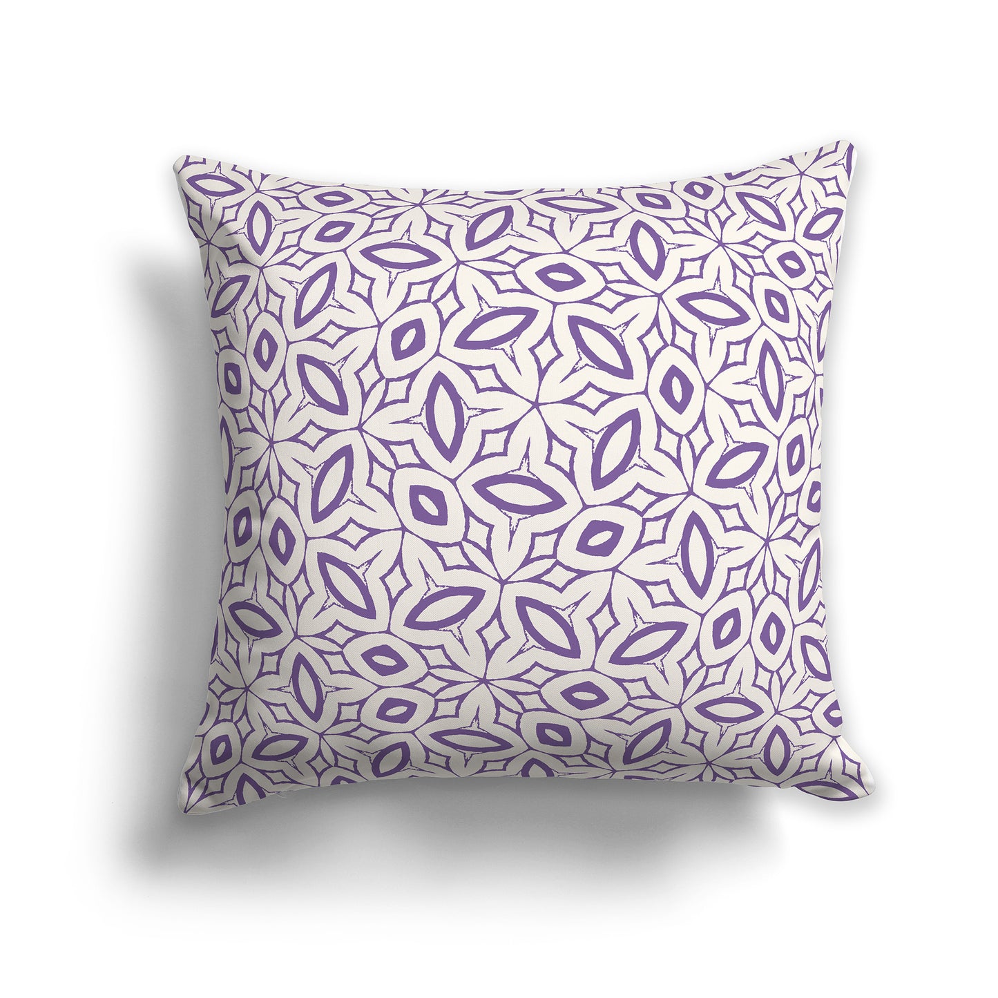 20 inch Throw Pillow with Purple and Beige Geometric Repeat Pattern