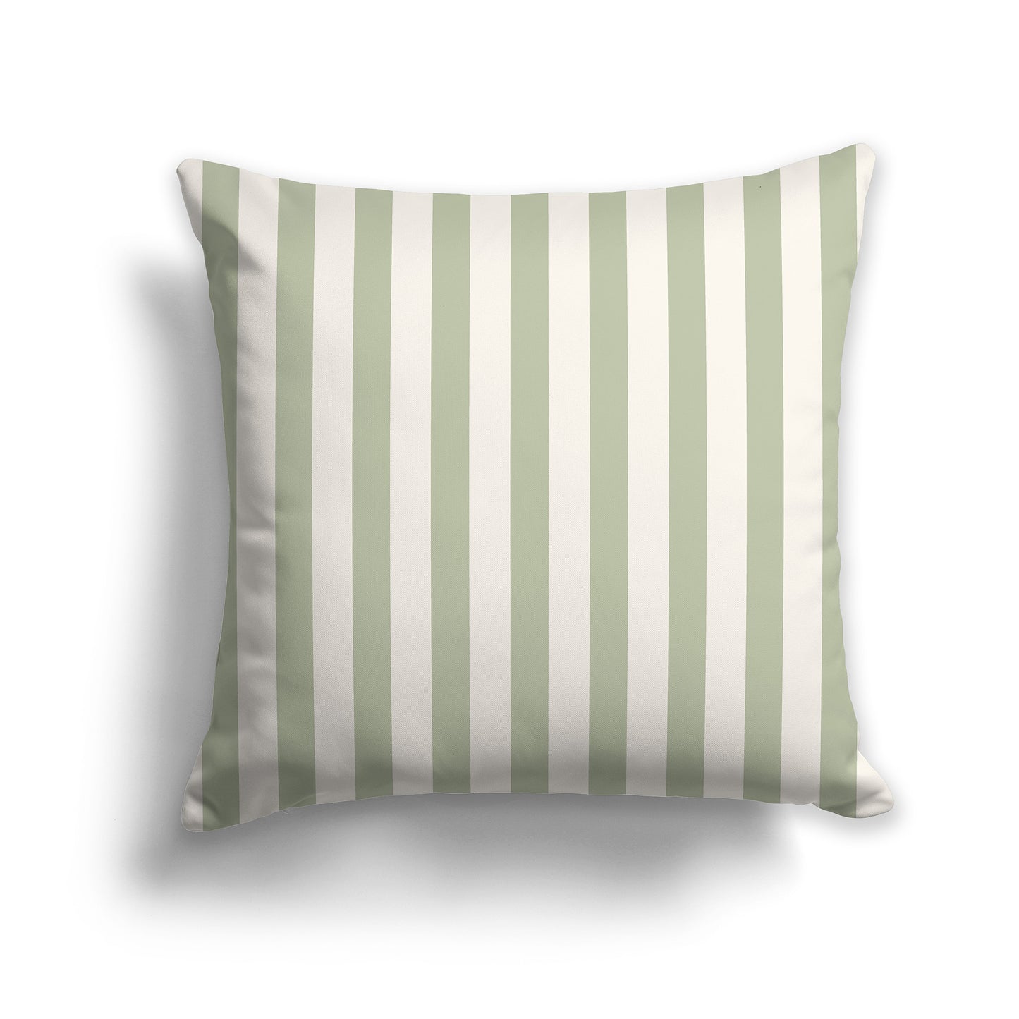 Beige Throw Pillow with Green Vertical Bars on Front | Faux Suede | 26 x 26 inches