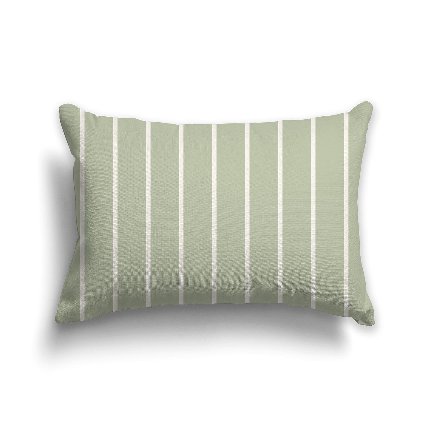 Lumbar Throw Pillow with Green and Beige Stripe Pattern