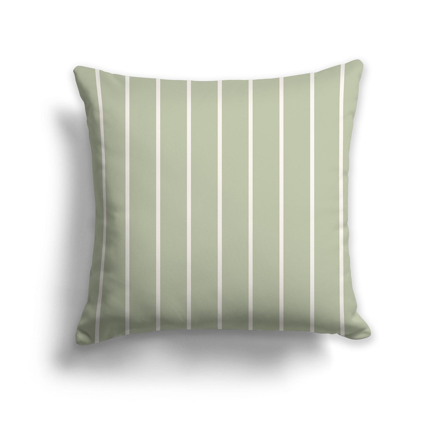 Square Throw Pillow with Green and Beige Stripe Pattern