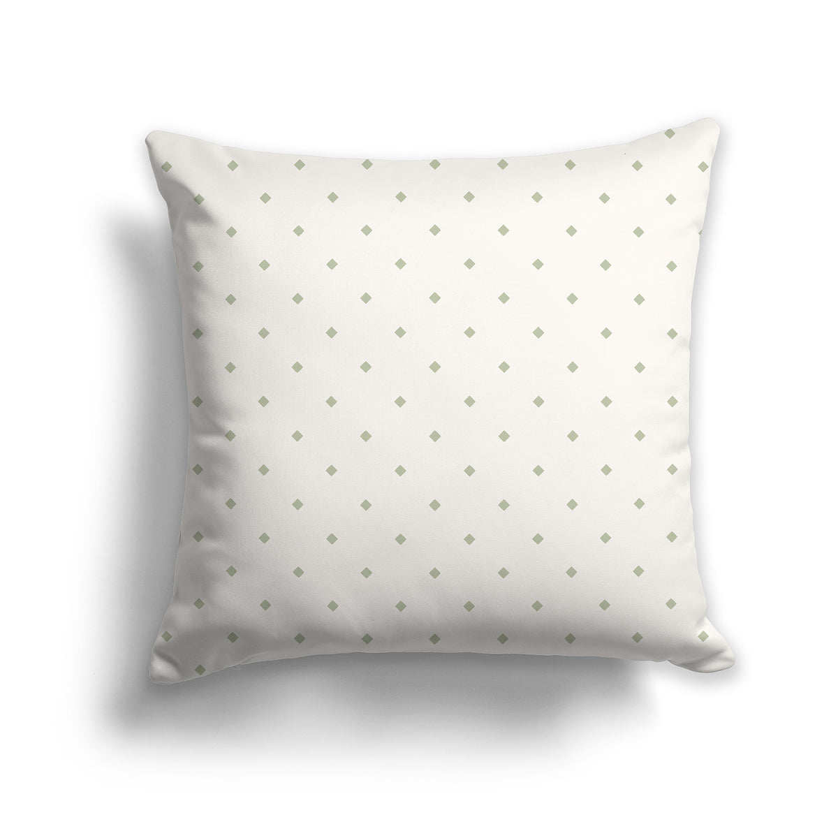Beige Throw Pillow with Green Diamond Pattern on Front | Faux Suede | 26 x 26 inches
