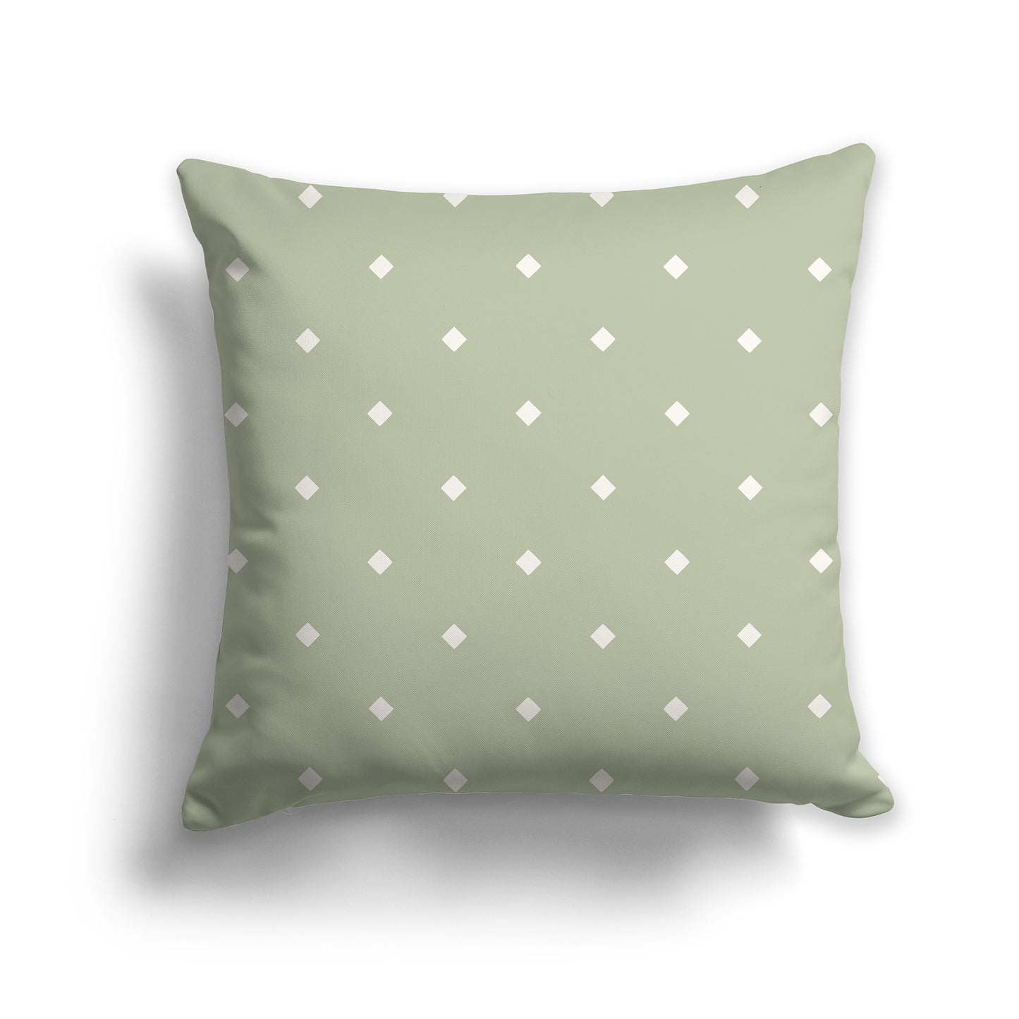 14 inch Throw Pillow with Large Green and Beige Diamond Pattern
