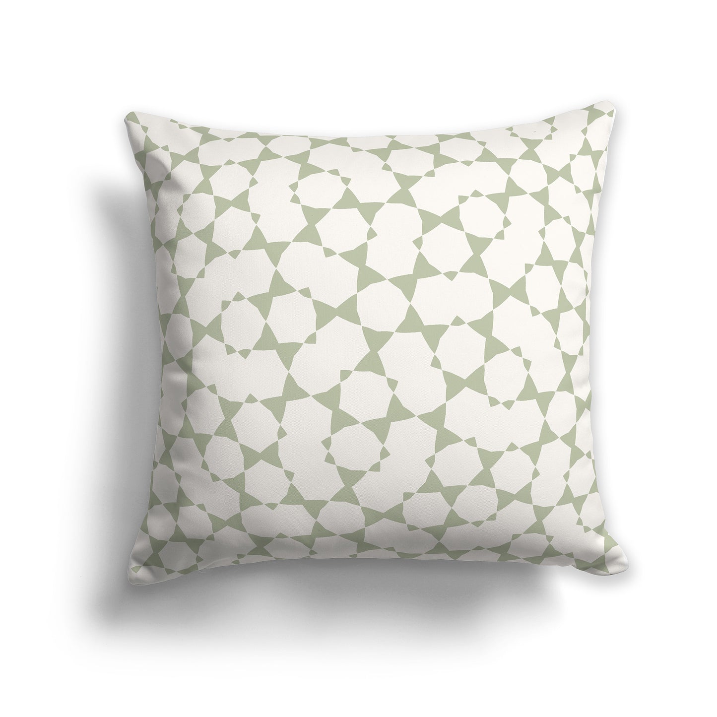 14 inch Throw Pillow with Green and Beige Geometric Shapes Repeat Pattern