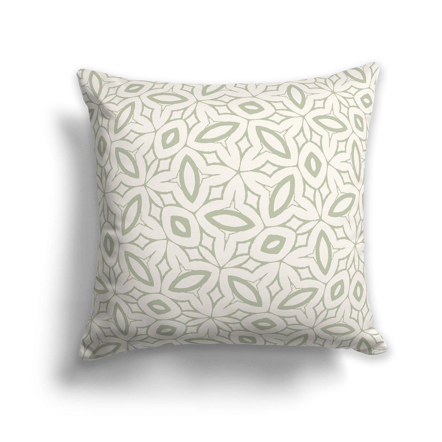 16 inch Throw Pillow with Green and Beige Geometric Repeat Pattern