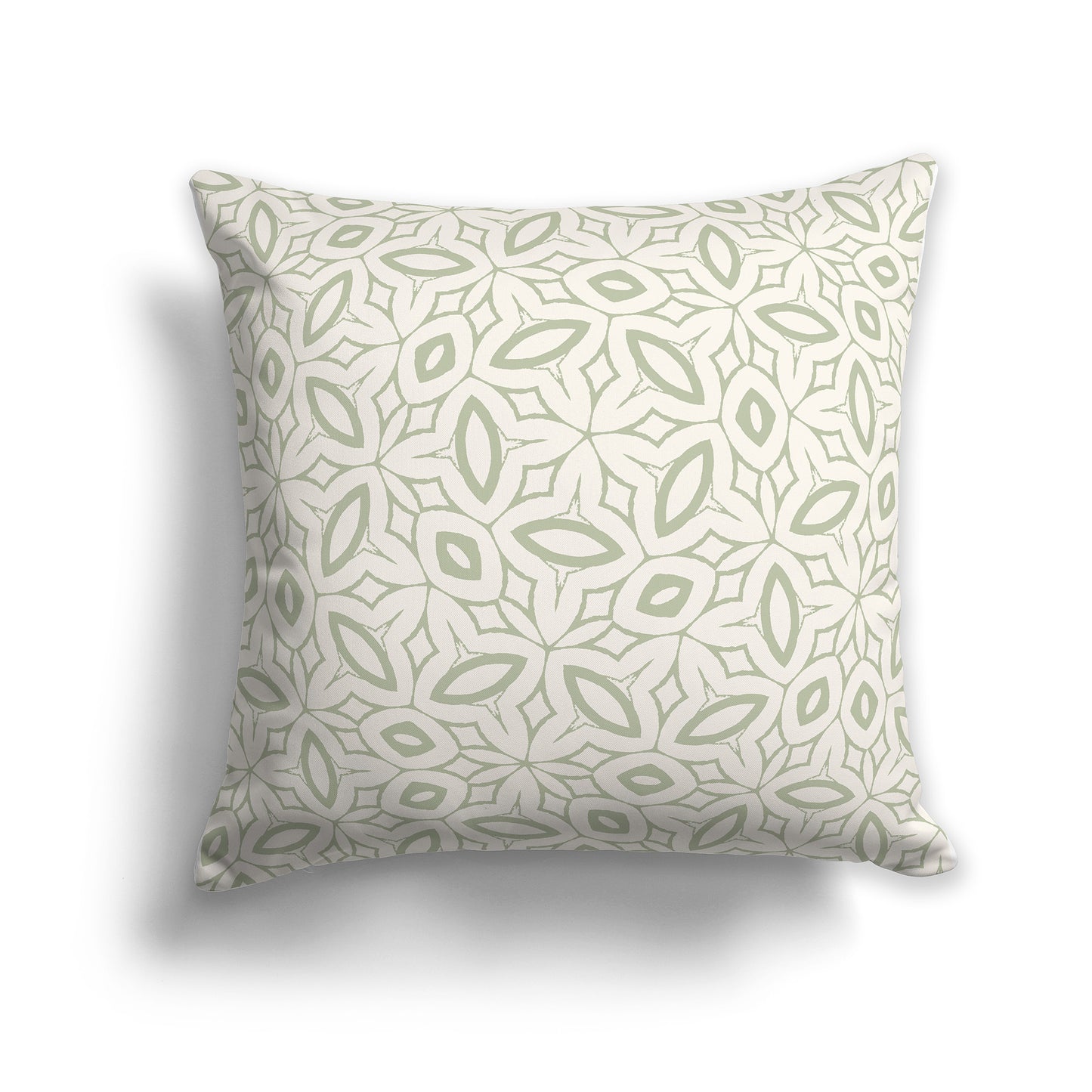 18 inch Throw Pillow with Green and Beige Geometric Repeat Pattern
