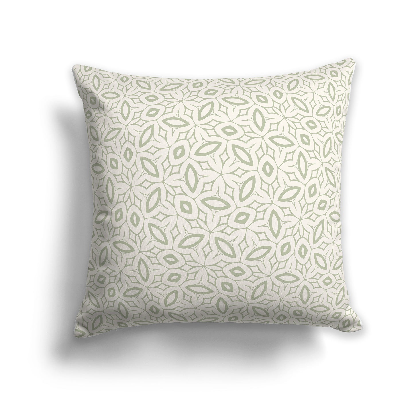 26 inch Throw Pillow with Green and Beige Geometric Repeat Pattern