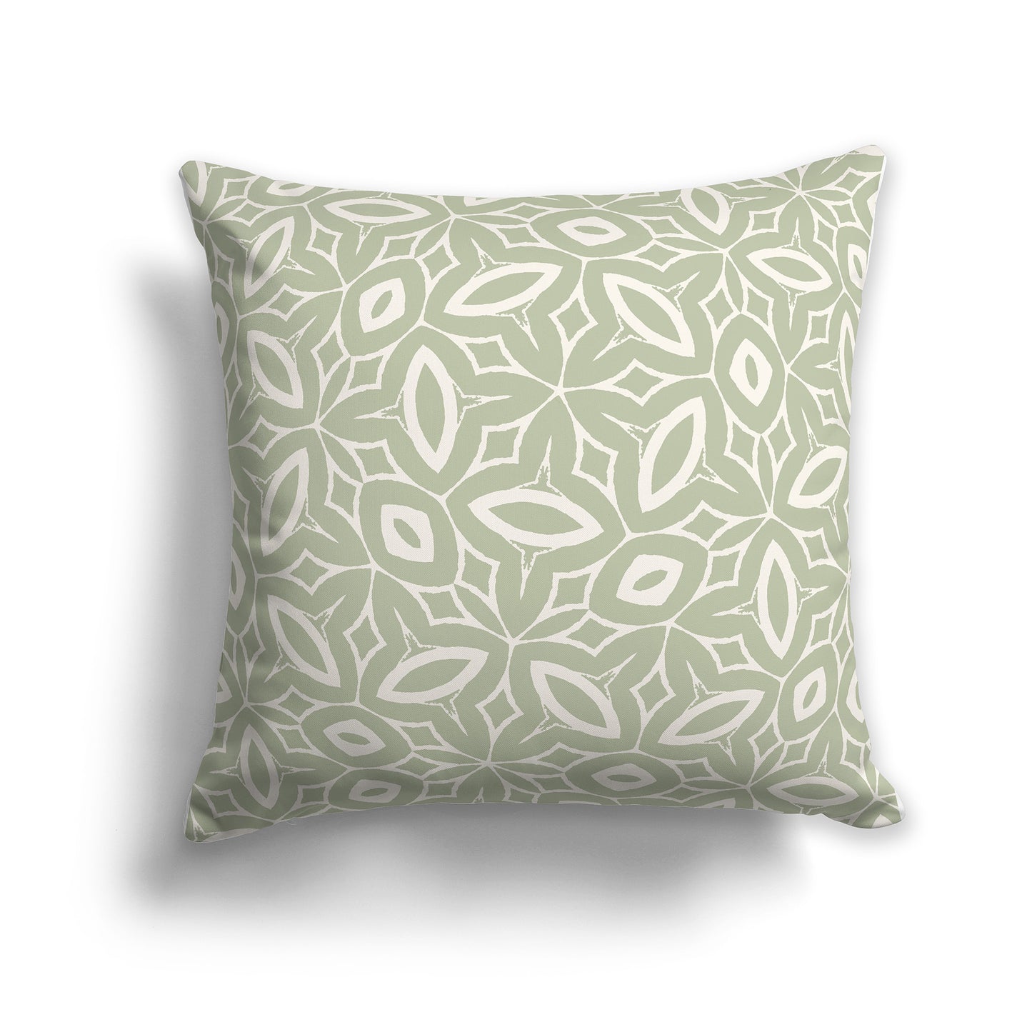 14 inch Throw Pillow with Green and Beige Geometric Repeat Pattern