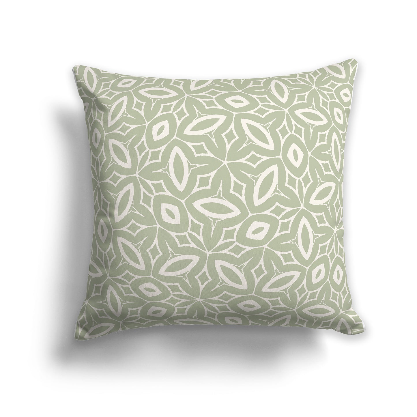 16 inch Throw Pillow with Green and Beige Geometric Repeat Pattern