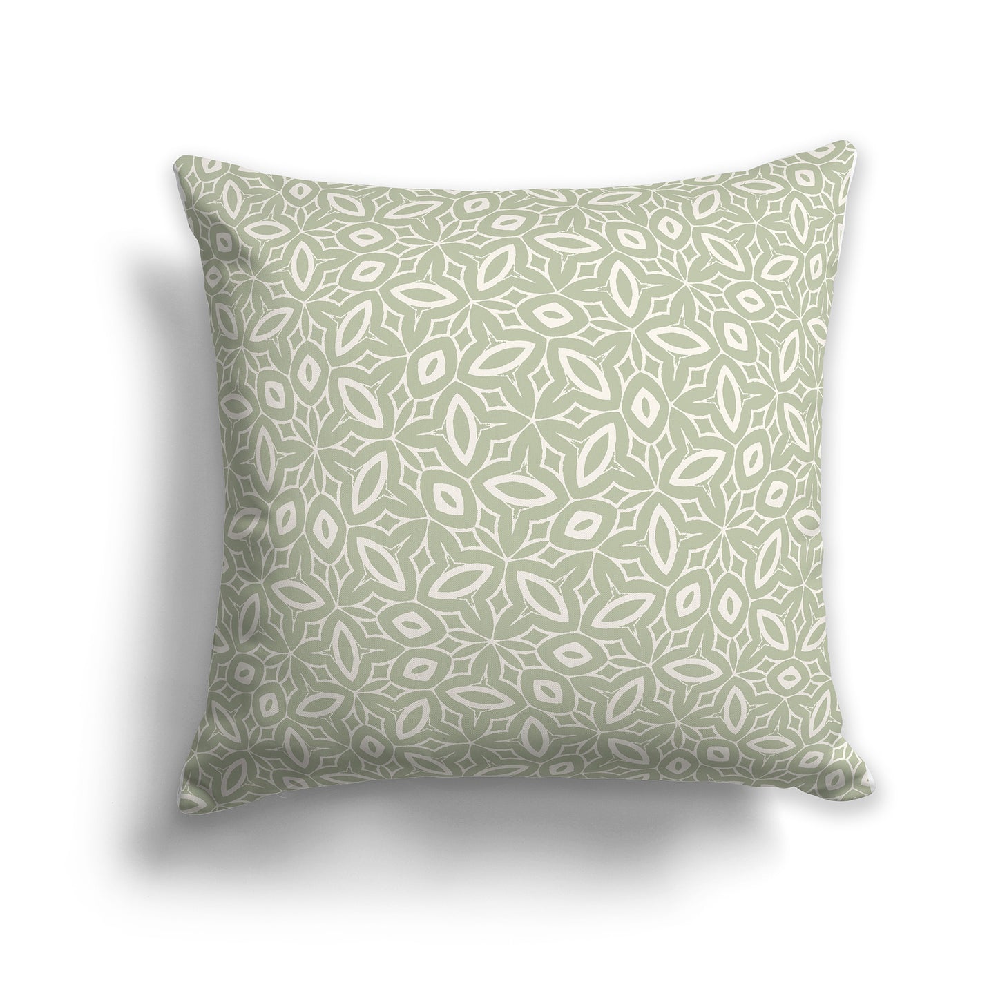 26 inch Throw Pillow with Green and Beige Geometric Repeat Pattern