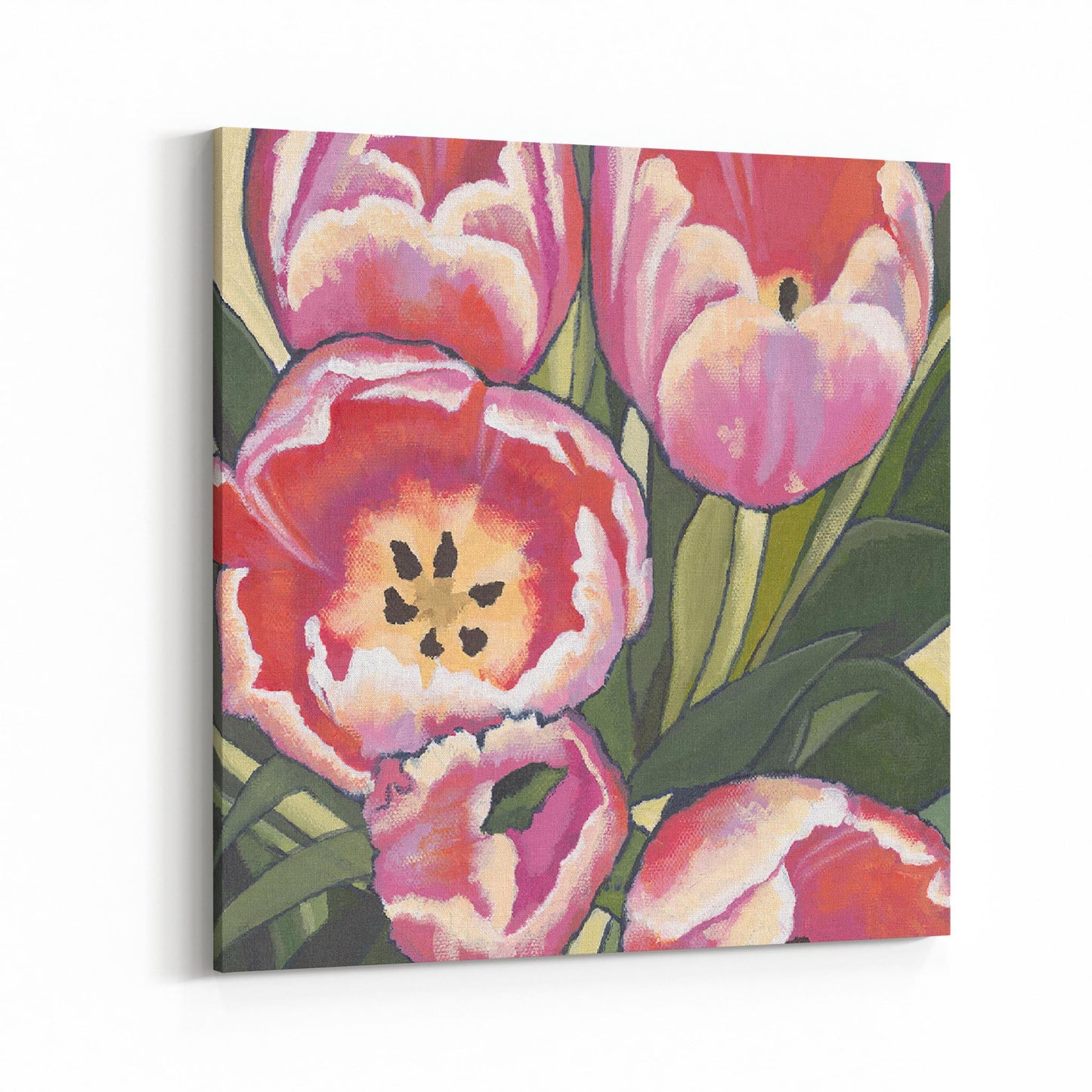 Slim Canvas Fine Art Print - Pink Tulips 1 - 6x6 inches