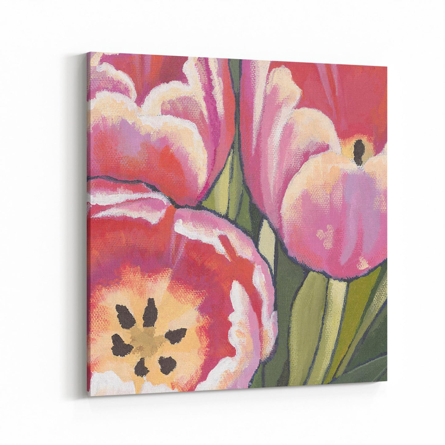 Slim Canvas Fine Art Print - Pink Tulips 2 - 6x6 inches