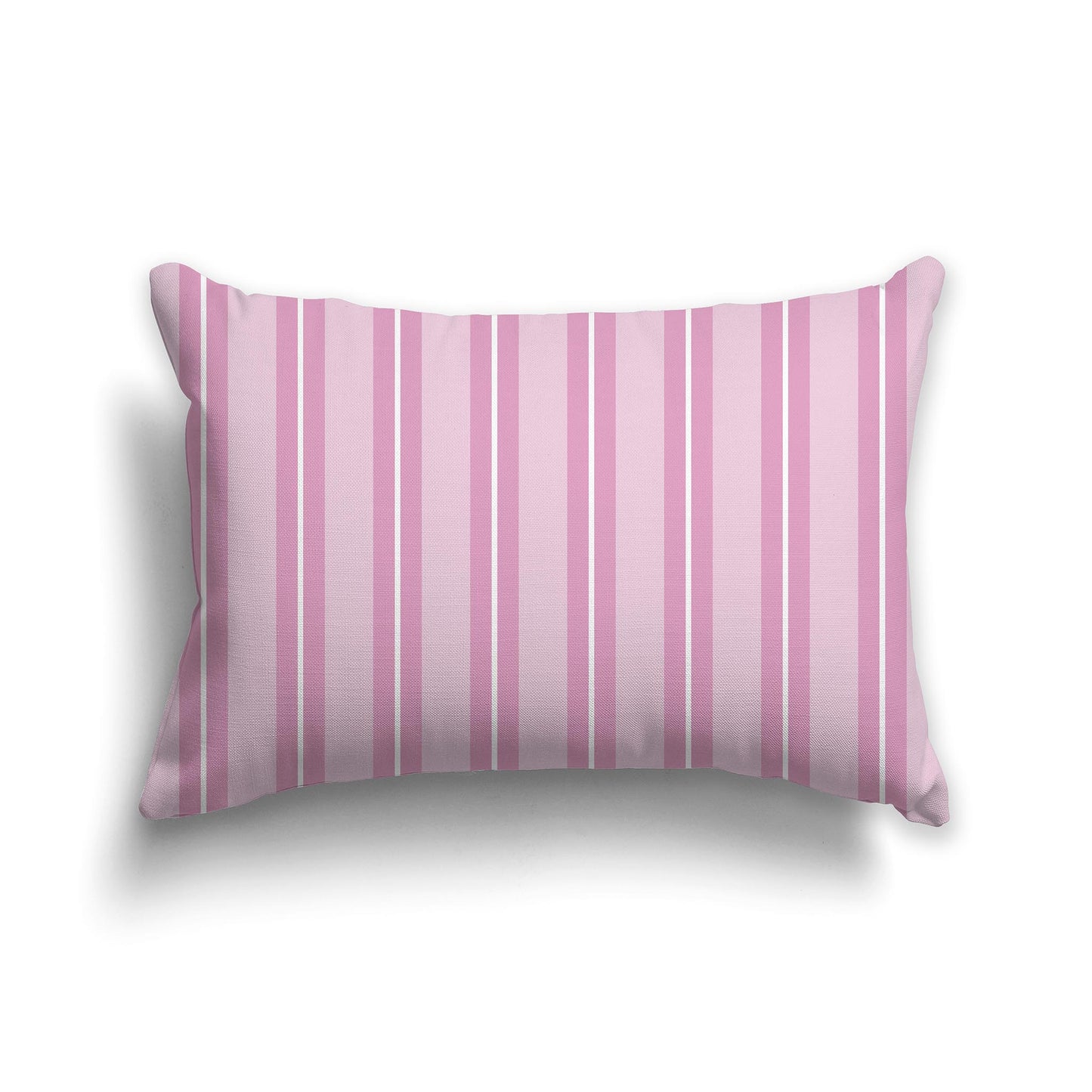 Lumbar Throw Pillow with Pink and White Multistripe Pattern