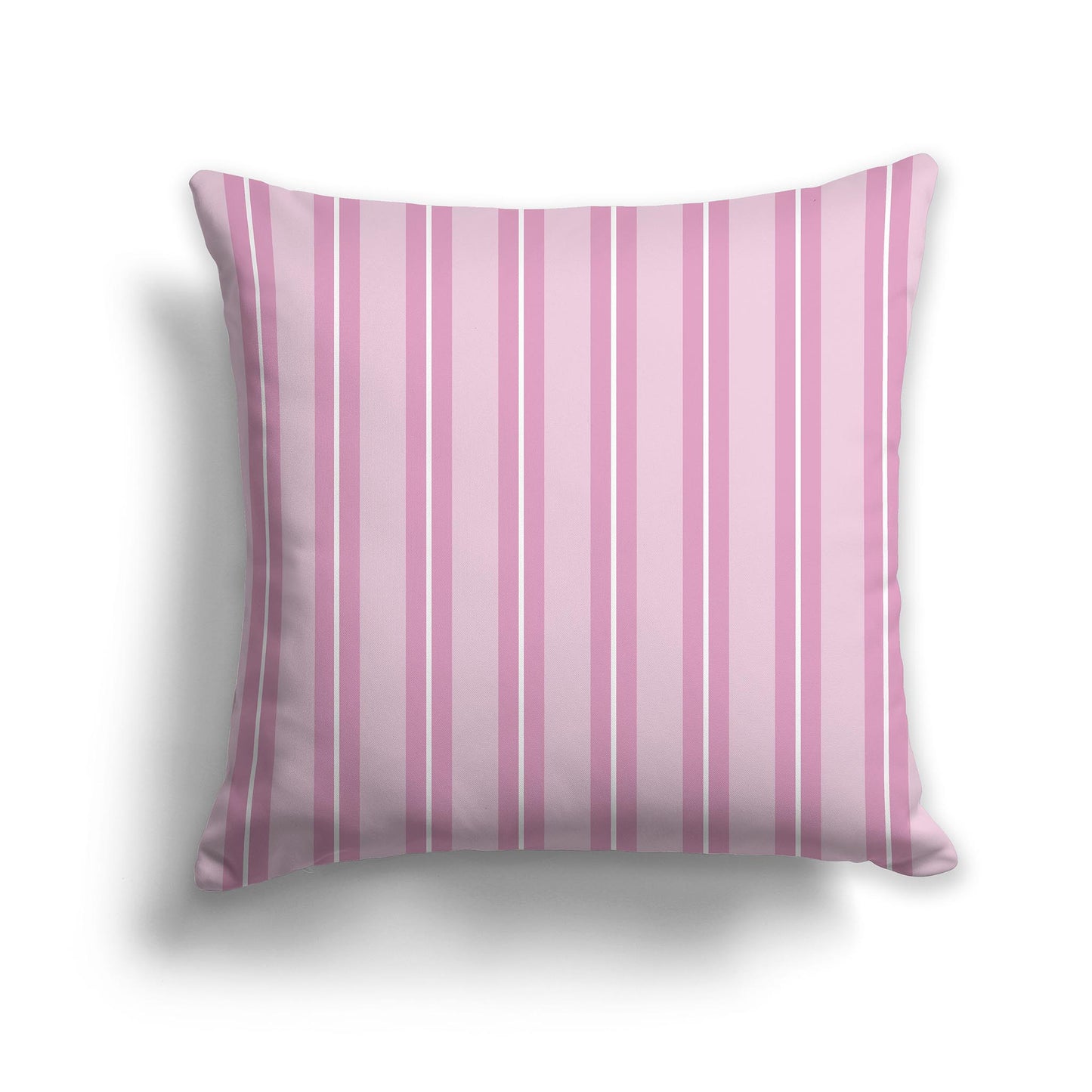 Square Throw Pillow with Pink and White Multistripe Pattern