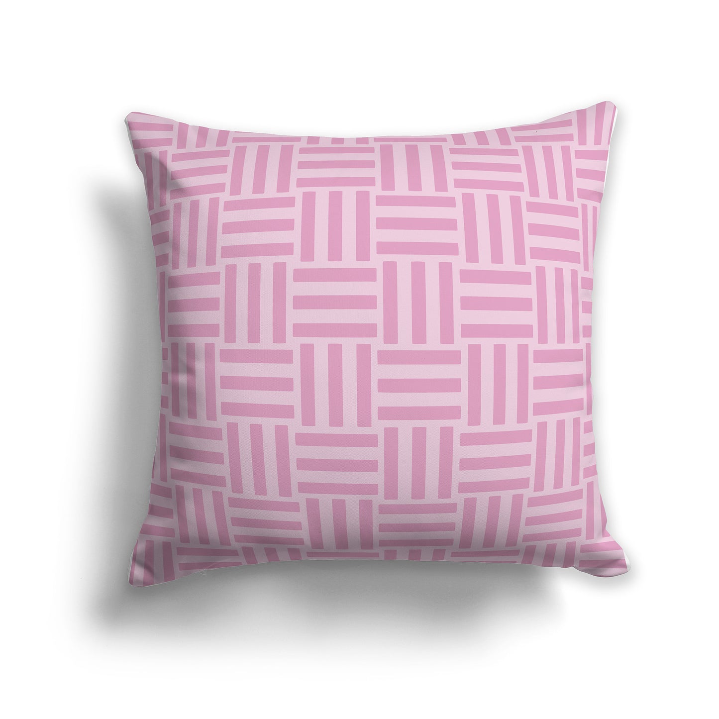 16 inch Throw Pillow with Two-tone Pink Basket Weave Pattern