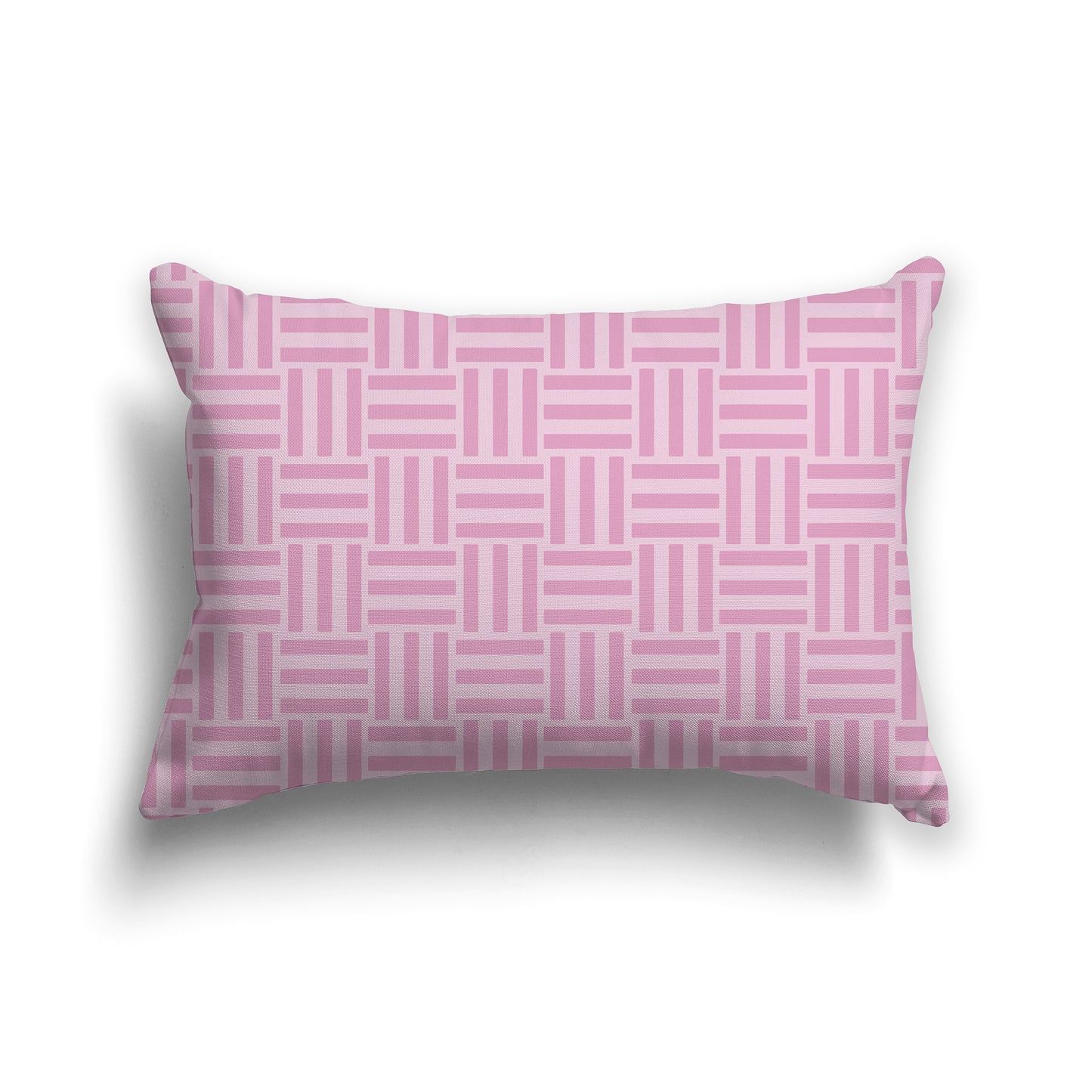 20x14 inch Lumbar Throw Pillow with Two-tone Pink Basket Weave Pattern