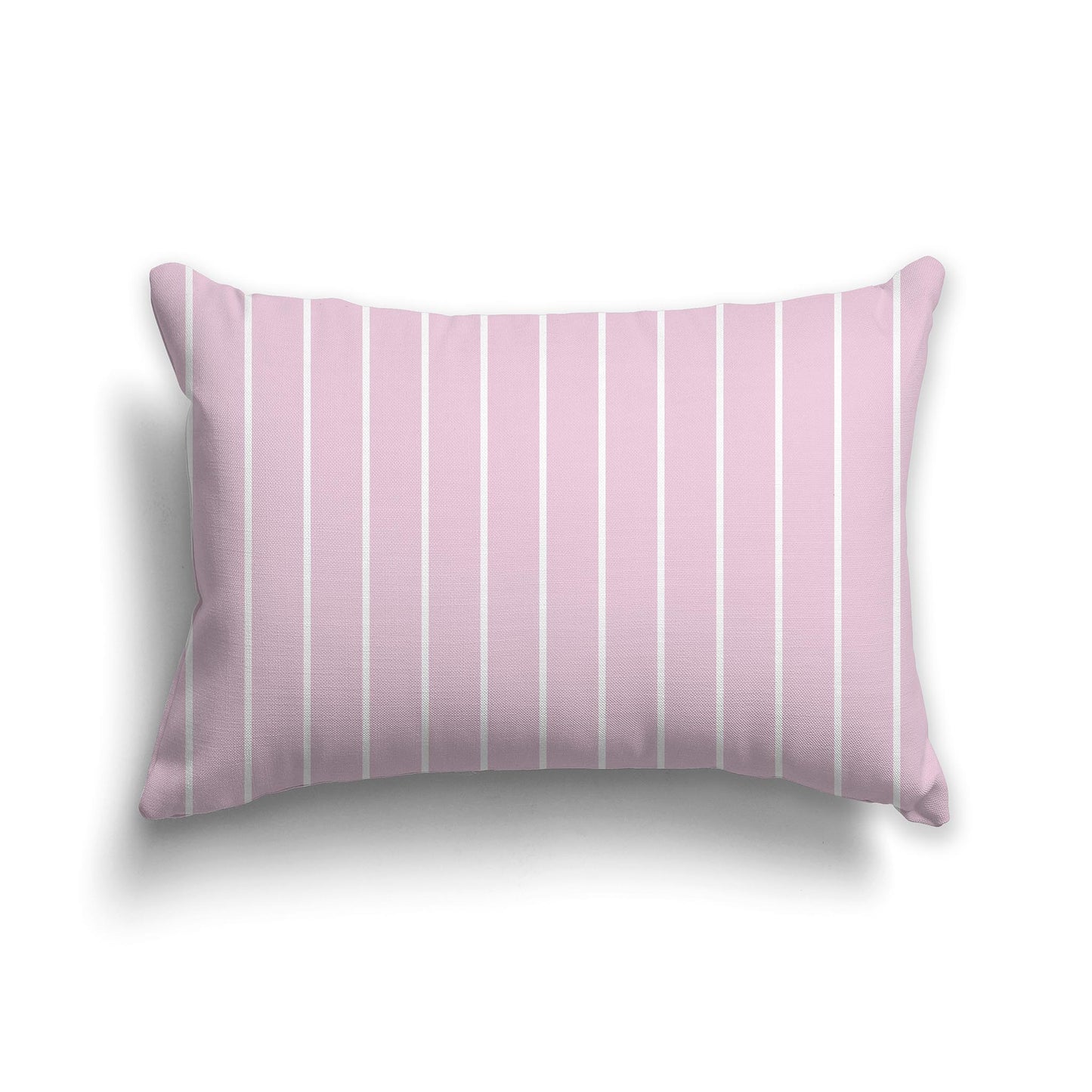 20x14 inch Lumbar Throw Pillow with Pale Pink and White Thin Vertical Stripe Pattern