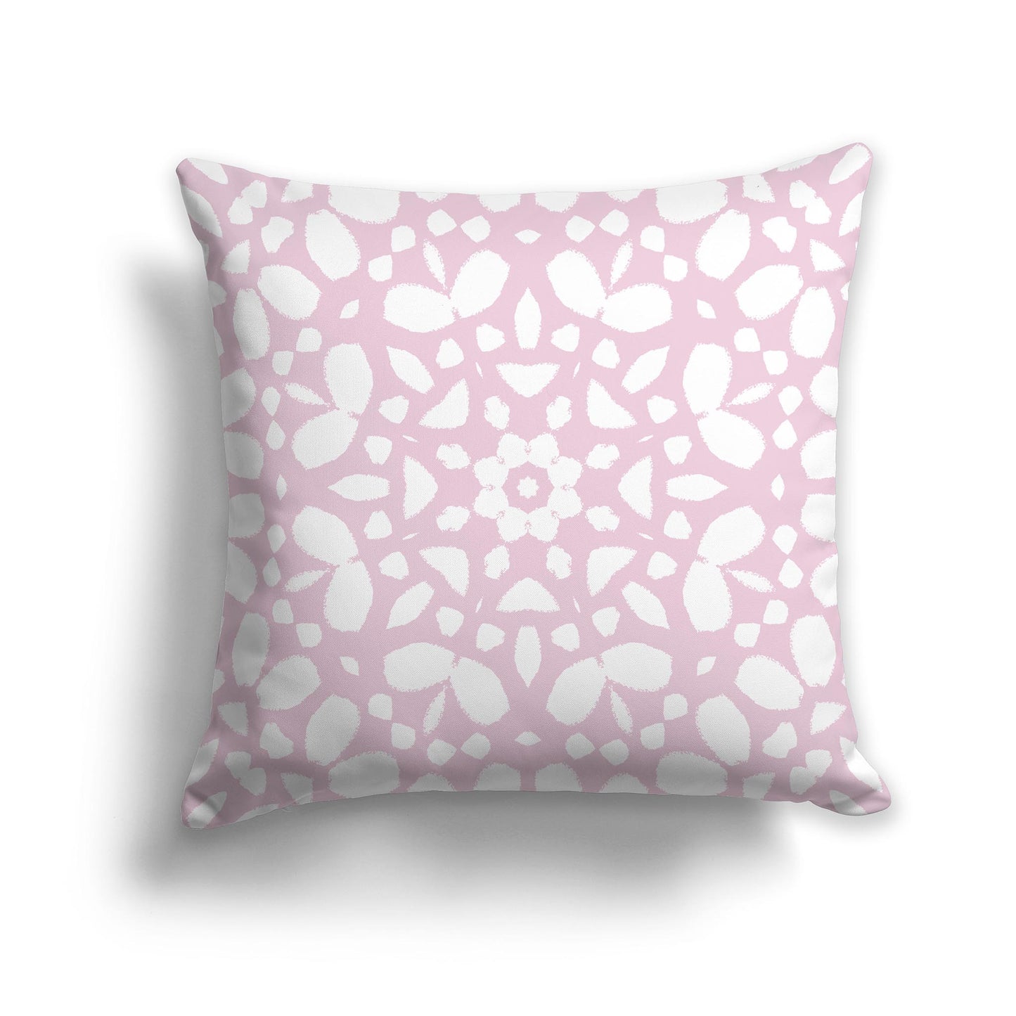 Square Throw Pillow with Pale Pink and White Large Circular Pattern