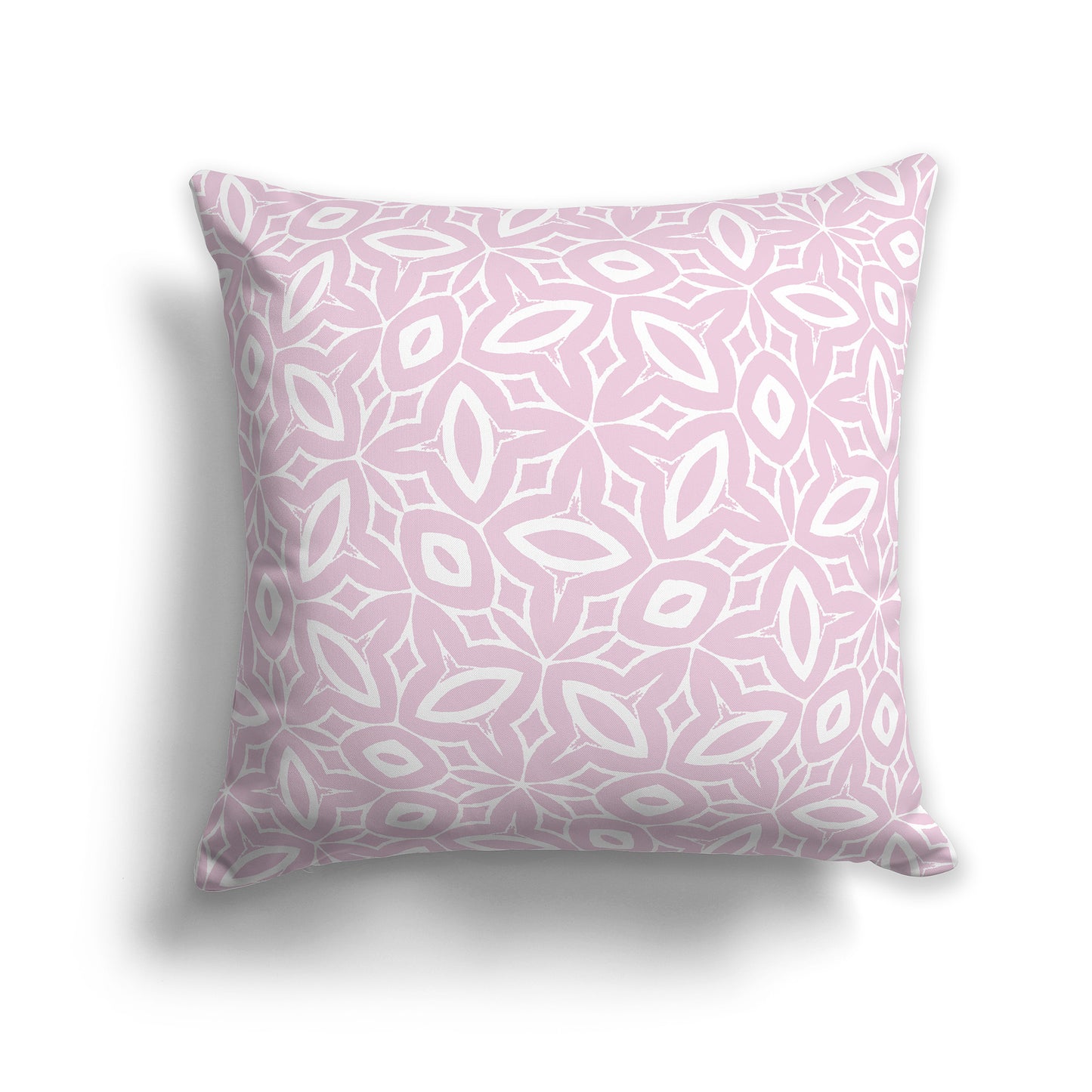 16 inch Throw Pillow with Pale Pink and White Geometric Repeat Pattern