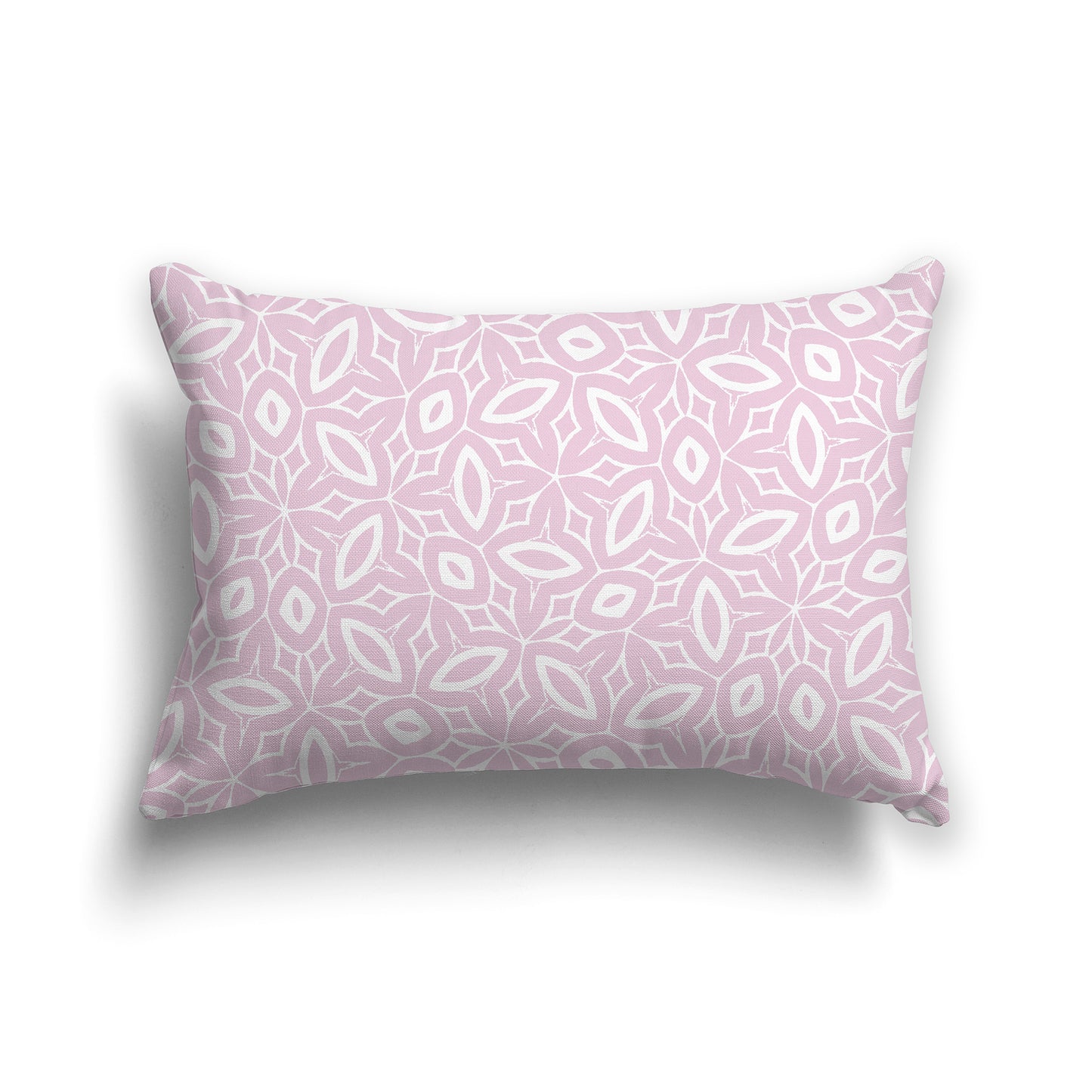 20x14 inch Lumbar Throw Pillow with Pale Pink and White Geometric Repeat Pattern