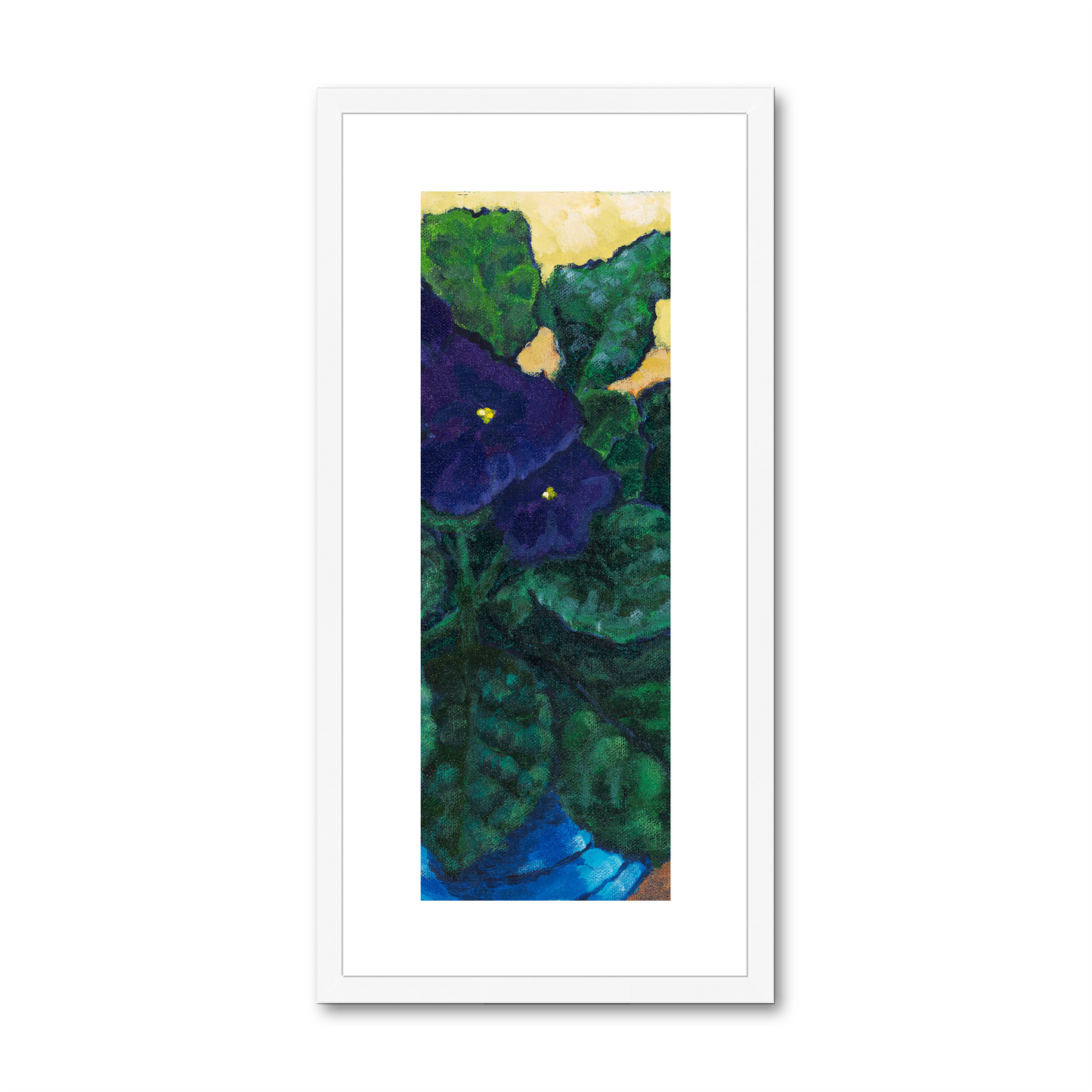 African Violets #1090 Framed Fine Art Print - Vertical 2-Inch Premium Gallery Matting - Panoramic Layout