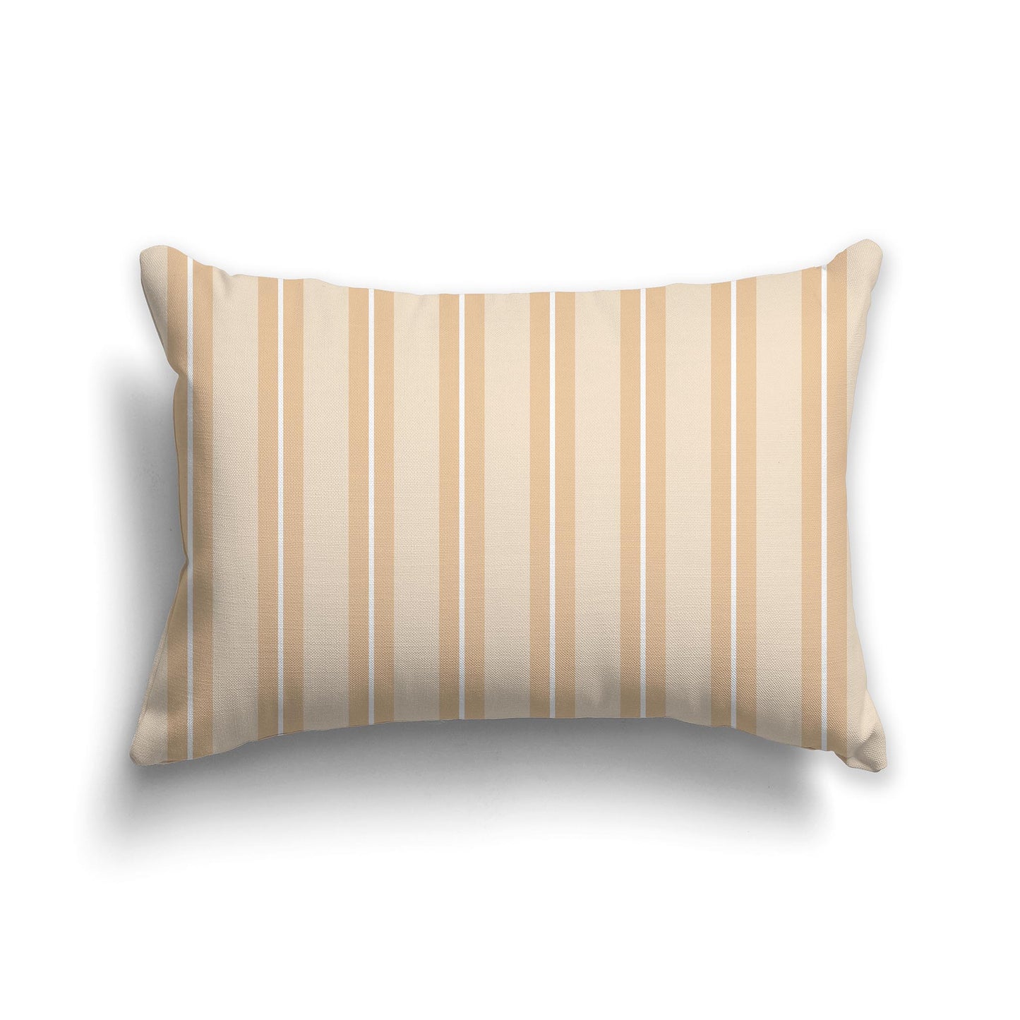 Lumbar Throw Pillow with Tan and White Multistripe Pattern