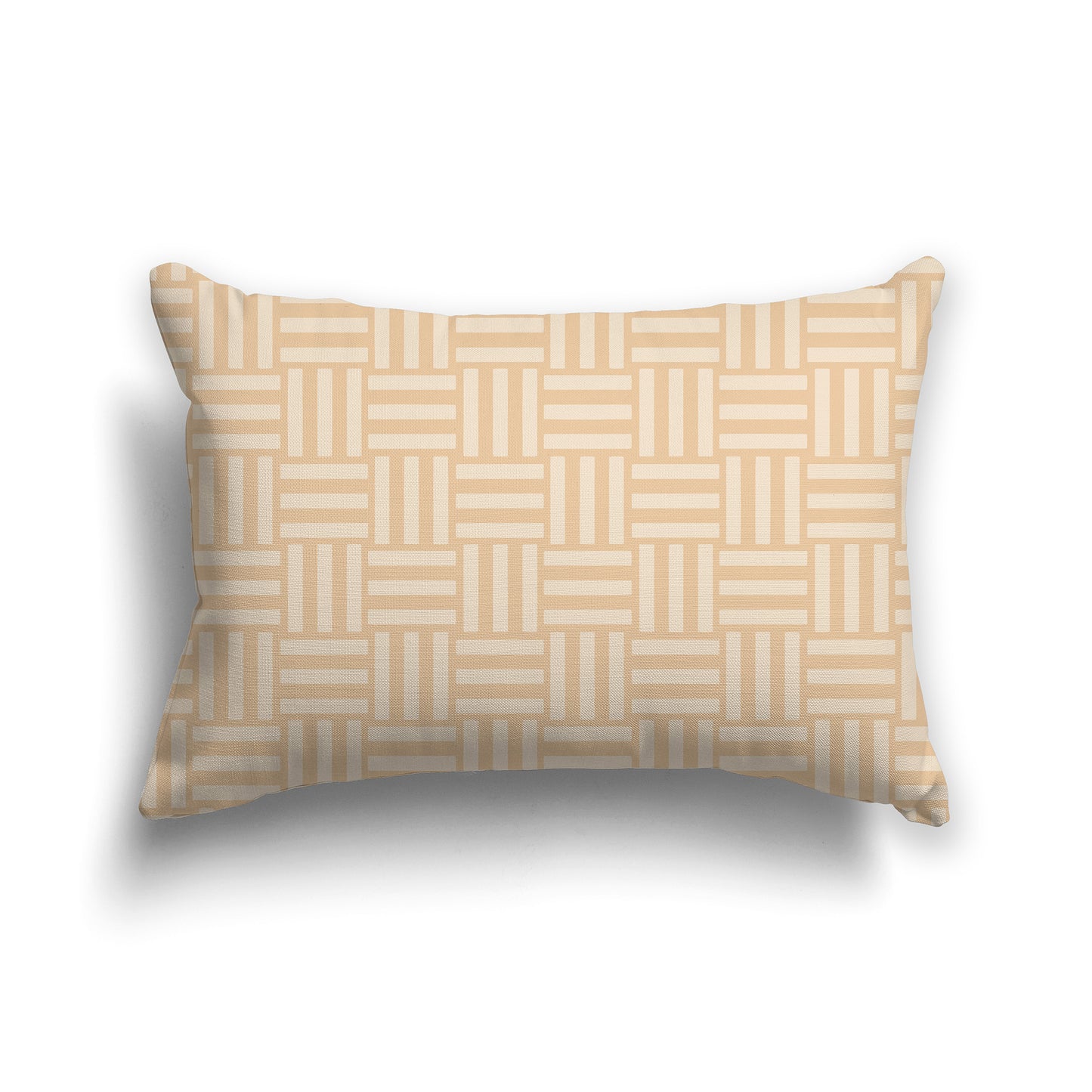 20x14 inch Lumbar Throw Pillow with Two-tone Tan Basket Weave Pattern