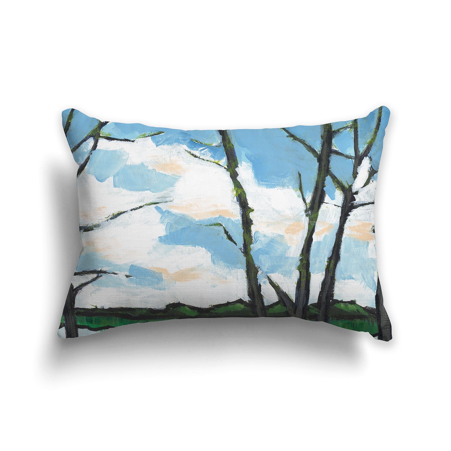 Lumbar Throw Pillow with fine art painting of a Lakeshore